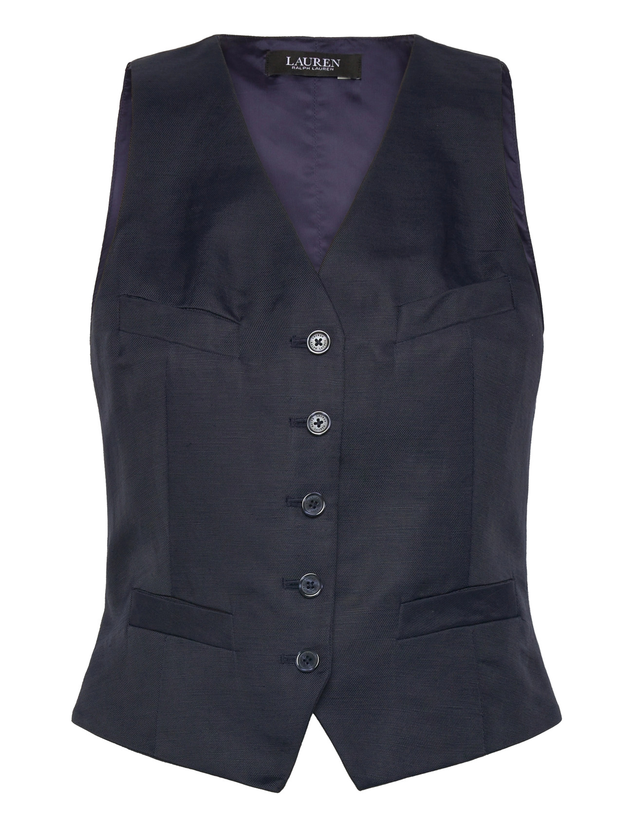 Lauren Ralph Lauren Lt Drapy Linen Visc-Wvn-Vest, 36, Black, Veste > Strikkede Veste, Dame