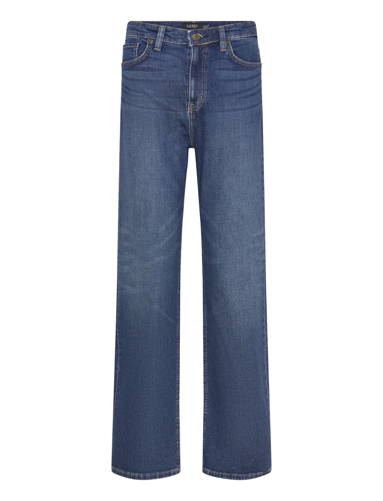 Lauren Ralph Lauren High-Rise Straight Wide-Leg Jean, 46, Blue, Jeans > Vidde, Dame