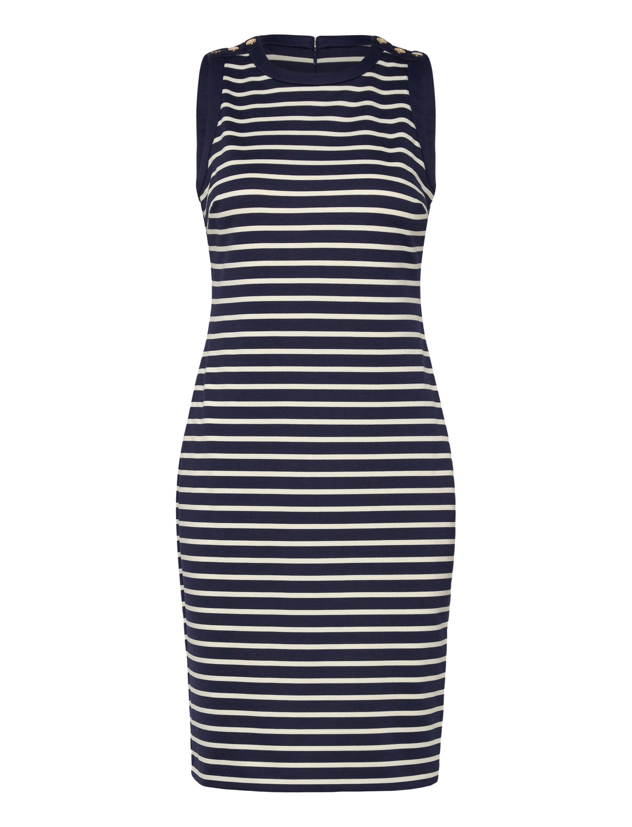 Lauren Ralph Lauren Yd Striped Ponte-Knt-Dresses, 42, Navy, Kjoler > Knælange Og Midi, Dame