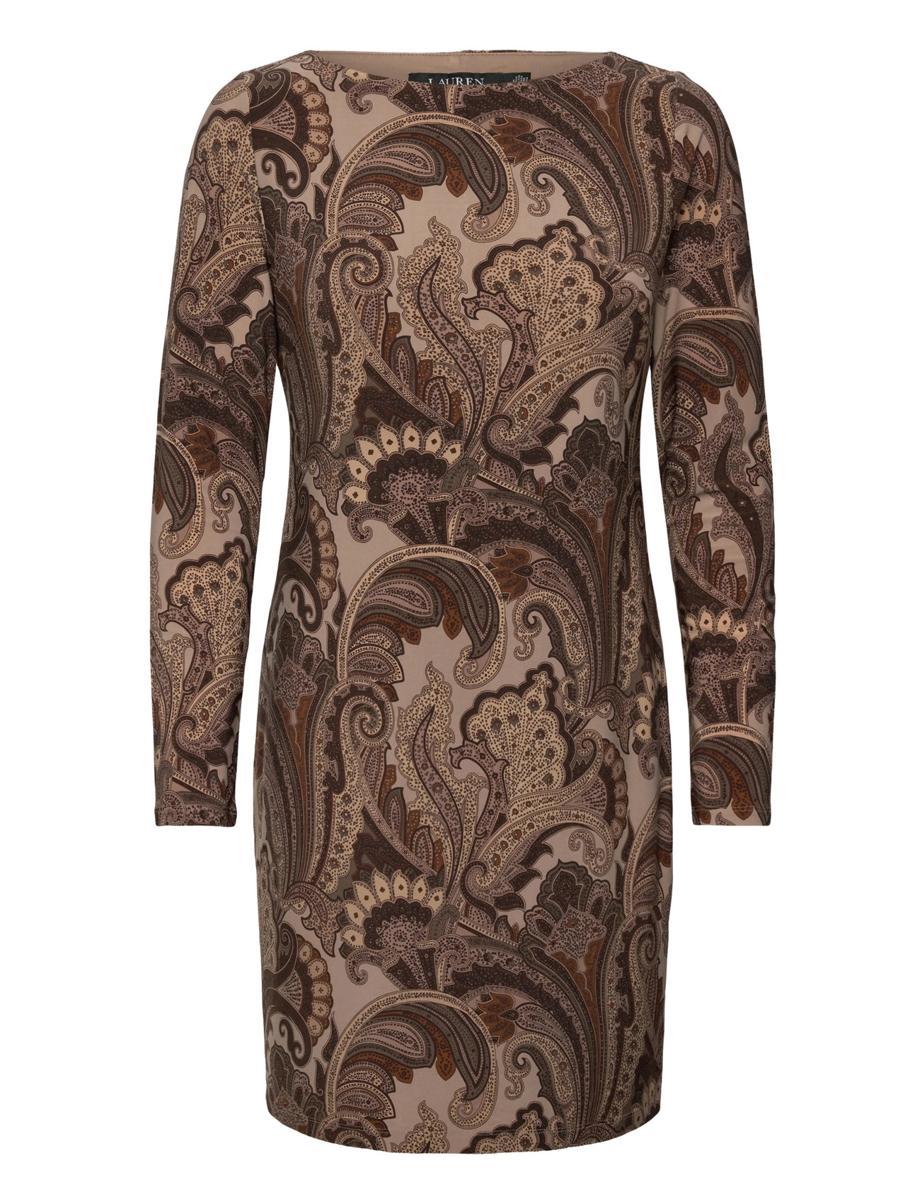 LAUREN RALPH LAUREN Str Klassisch Jersey-Knit Kleid Braun - 38 - Damen
