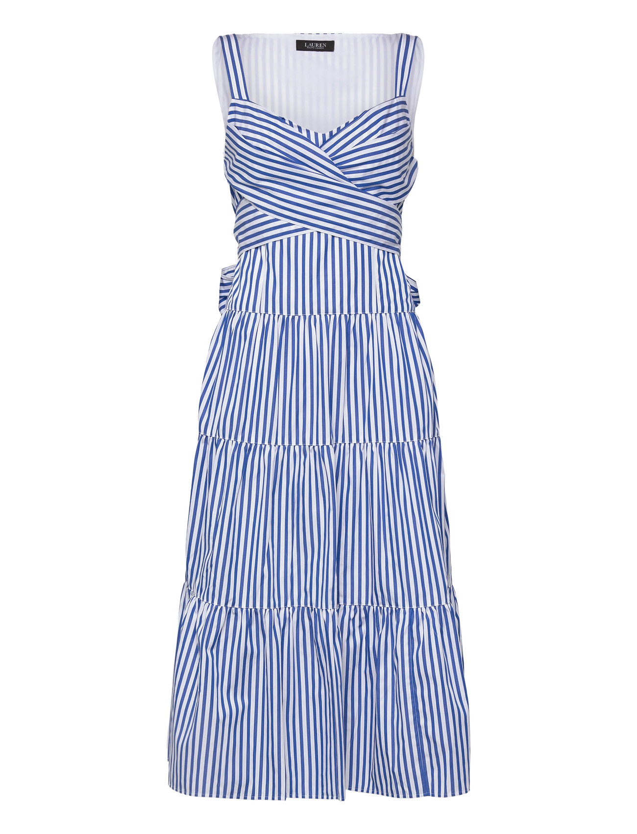 Lauren Ralph Lauren Striped Belted Broadcloth Tiered Dress, 34, White, Kjoler > Maxikjole, Dame
