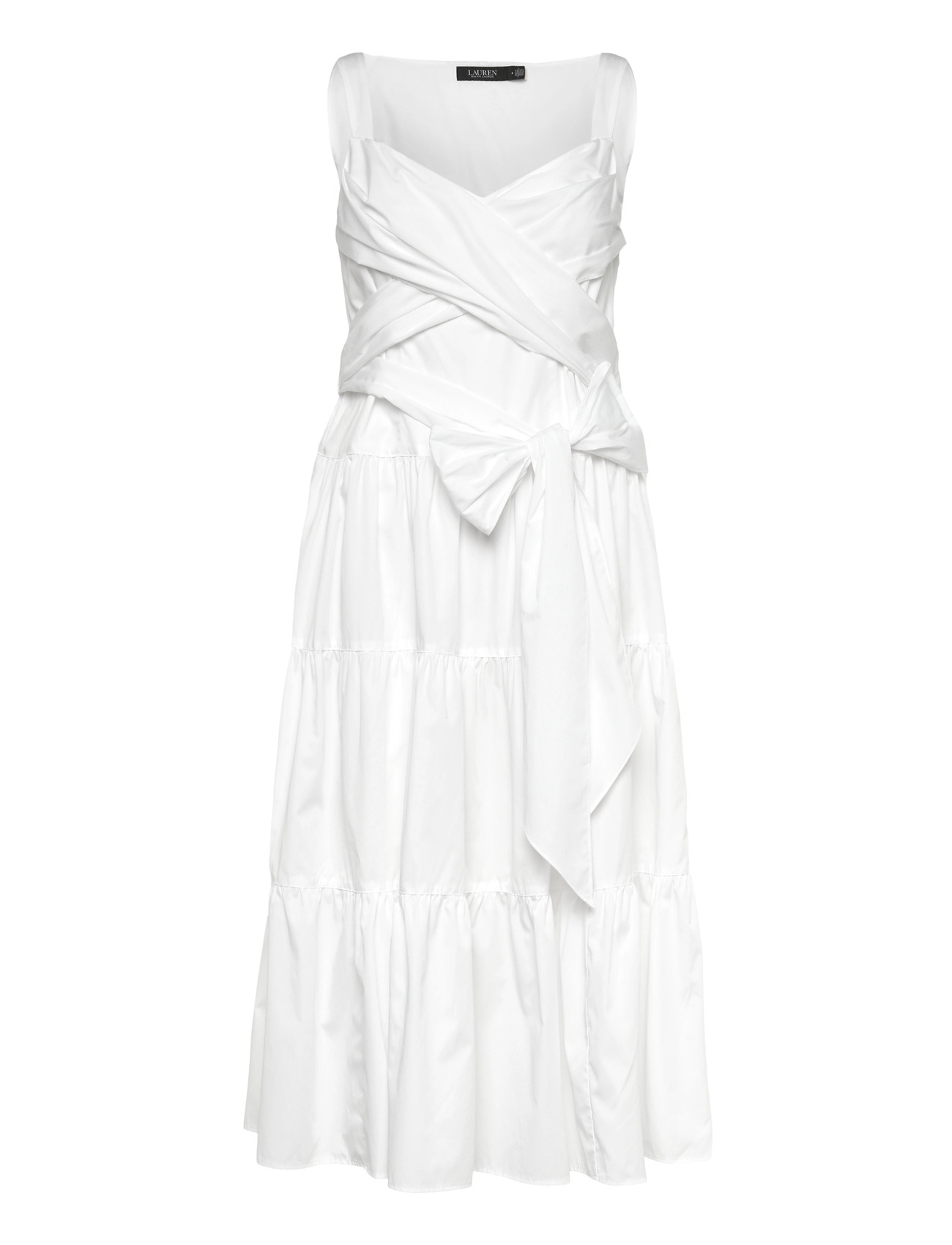 Lauren Ralph Lauren Cotton Broadcloth Tiered Dress, 32, White, Kjoler > Knælange Og Midi, Dame