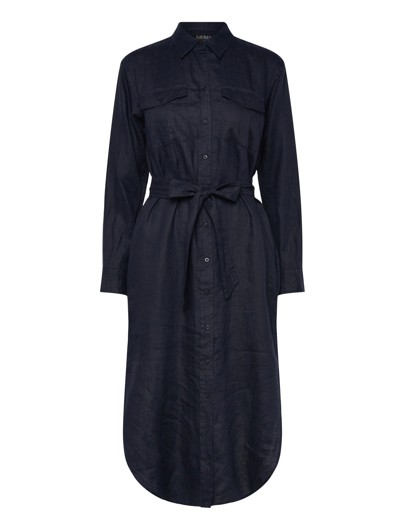 Lauren Ralph Lauren Soft Drapey Linen-Wvn-Dresses, 32, Navy, Kjoler > Knælange Og Midi, Dame