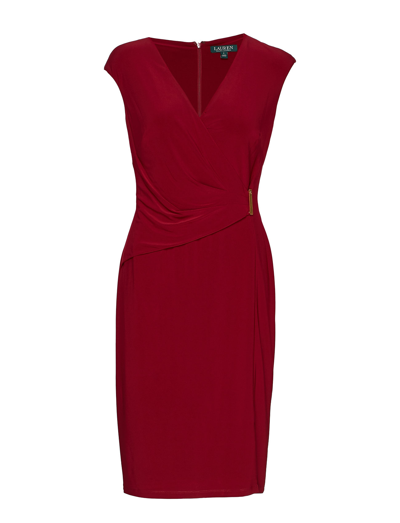 Gold Tone Pin Surplice Dress Vibrant Garnet 111 30 Lauren Gold Tone Pin Surplice Dress Vibrant