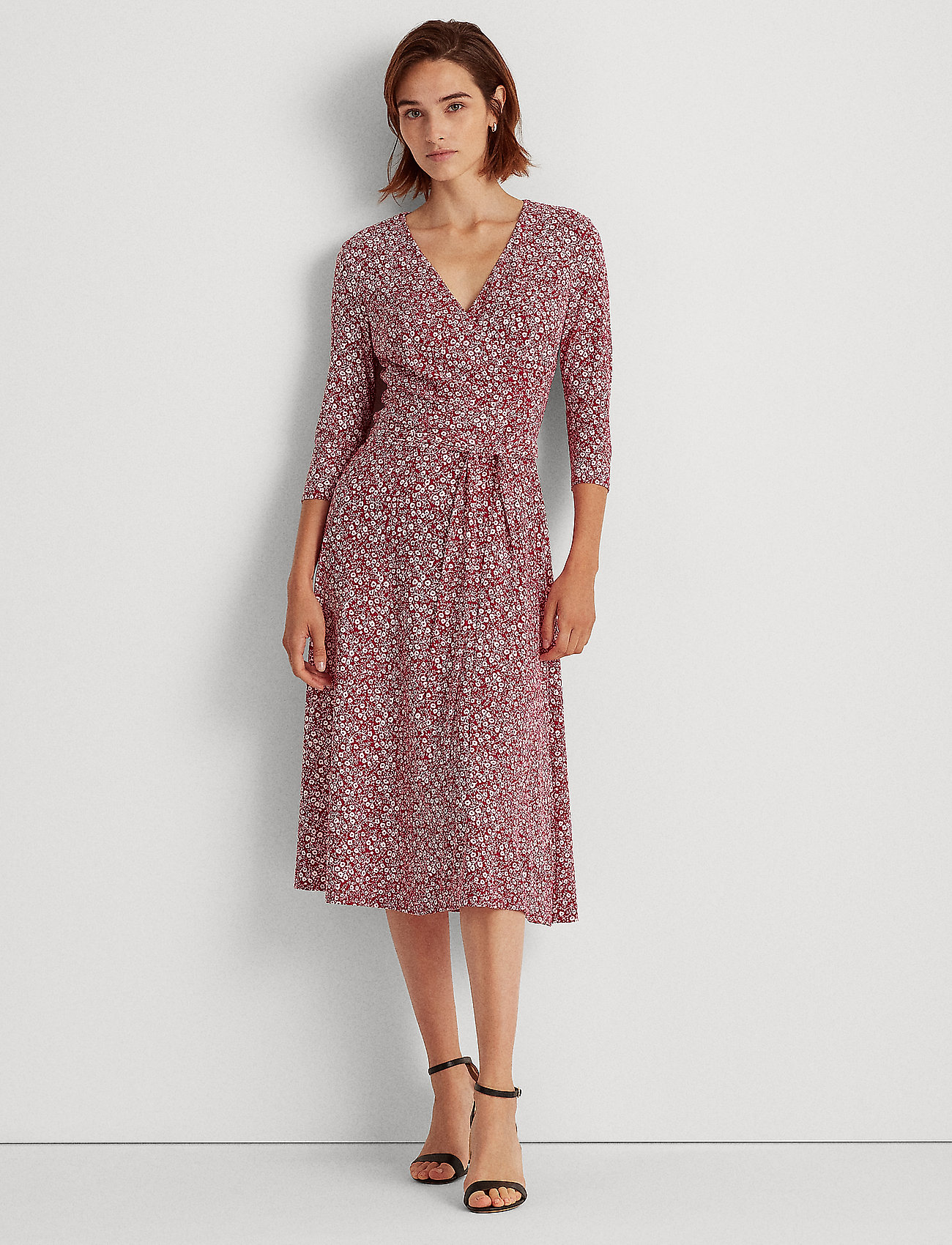 lauren ralph lauren floral surplice jersey dress