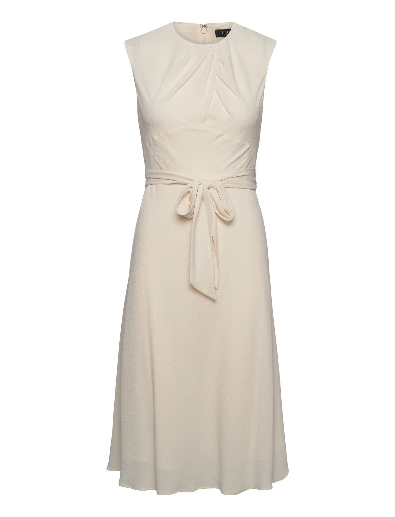 Bubble Crepe Cap-Sleeve Dress Knælang Kjole Cream Lauren Ralph Lauren