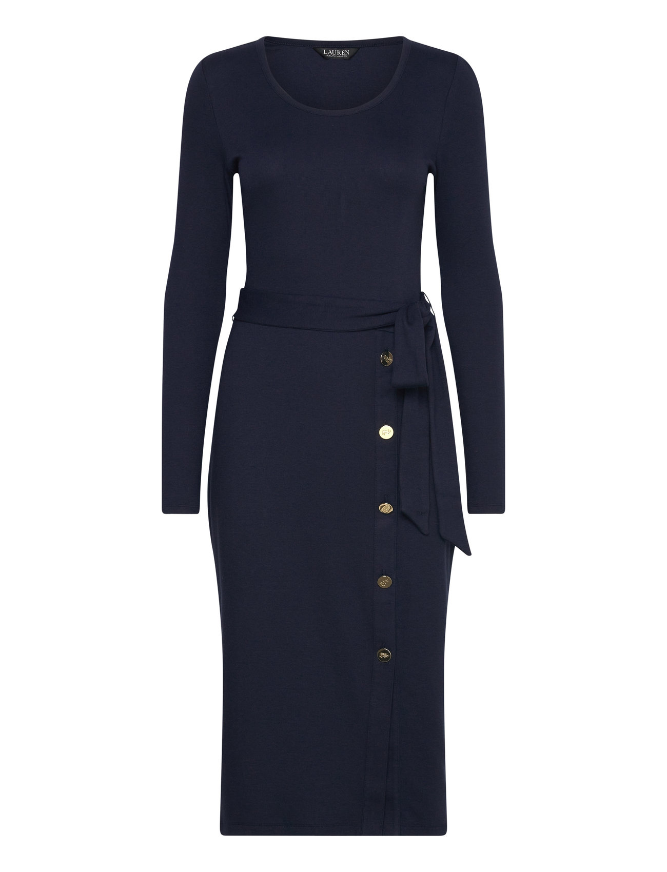 Lauren Ralph Lauren Belted Rib-Knit Dress Marinblå