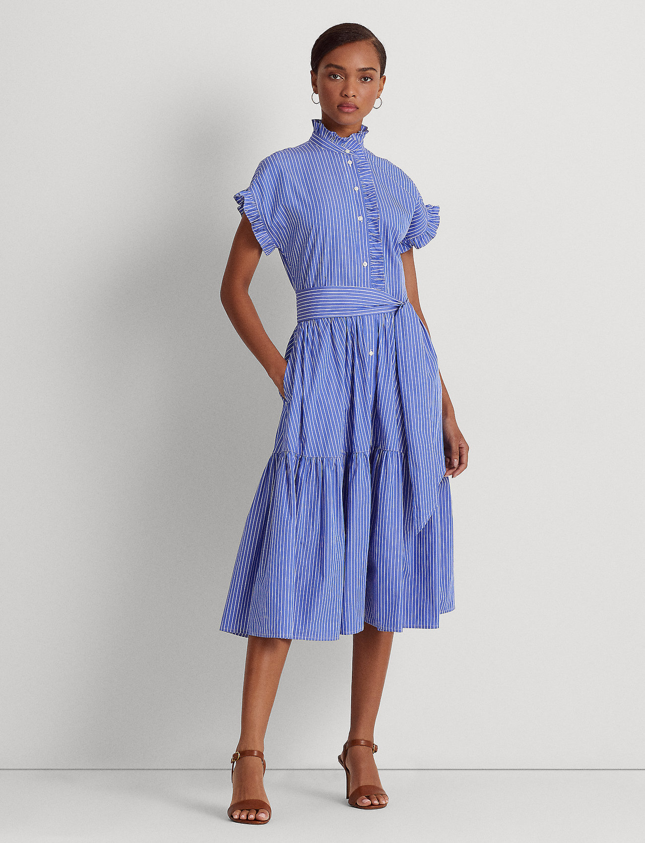 Lauren Ralph Lauren Striped Cotton Broadcloth Shirtdress - Midi dresses -  