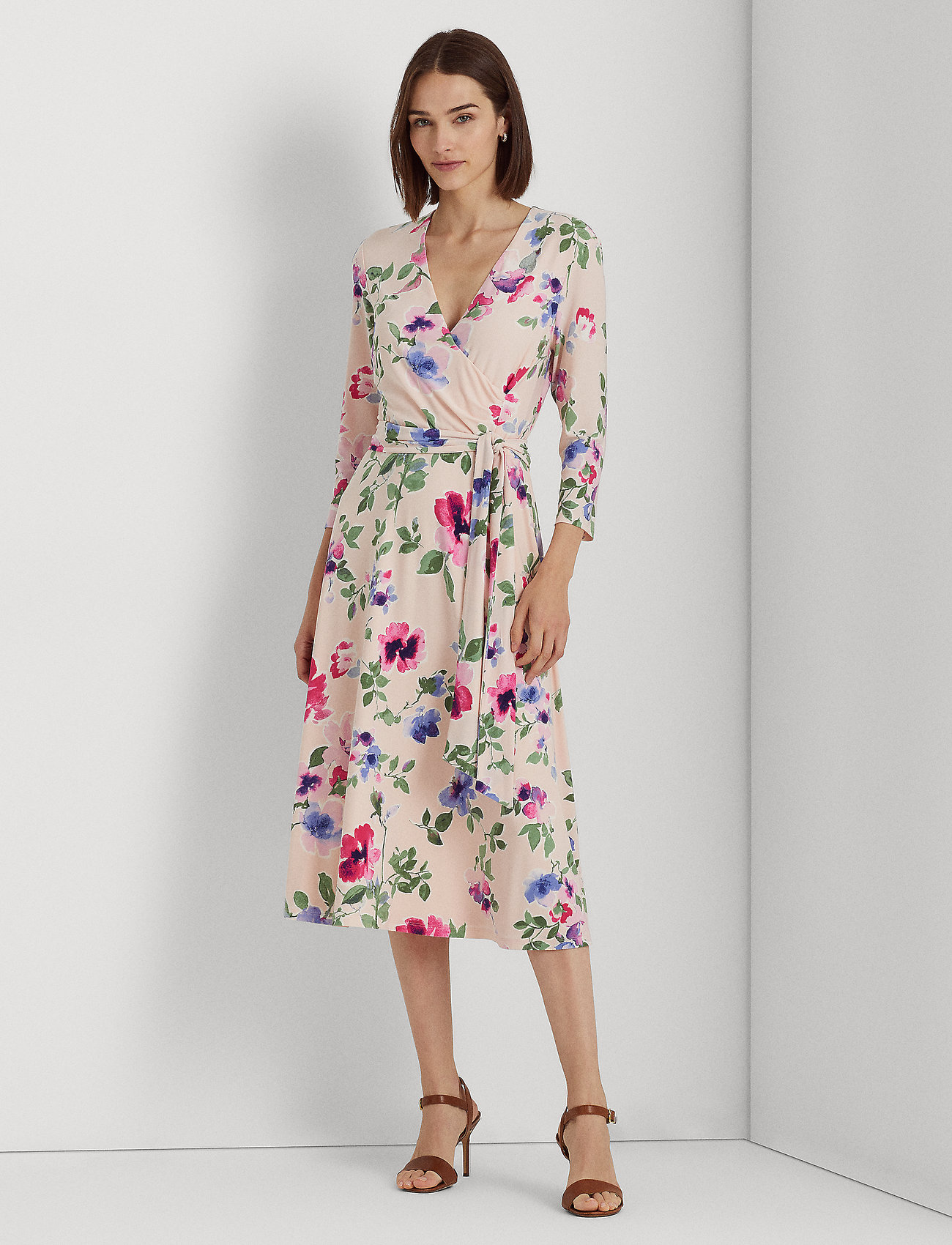 Lauren Surplice Jersey Dress Midi kjoler - Boozt.com