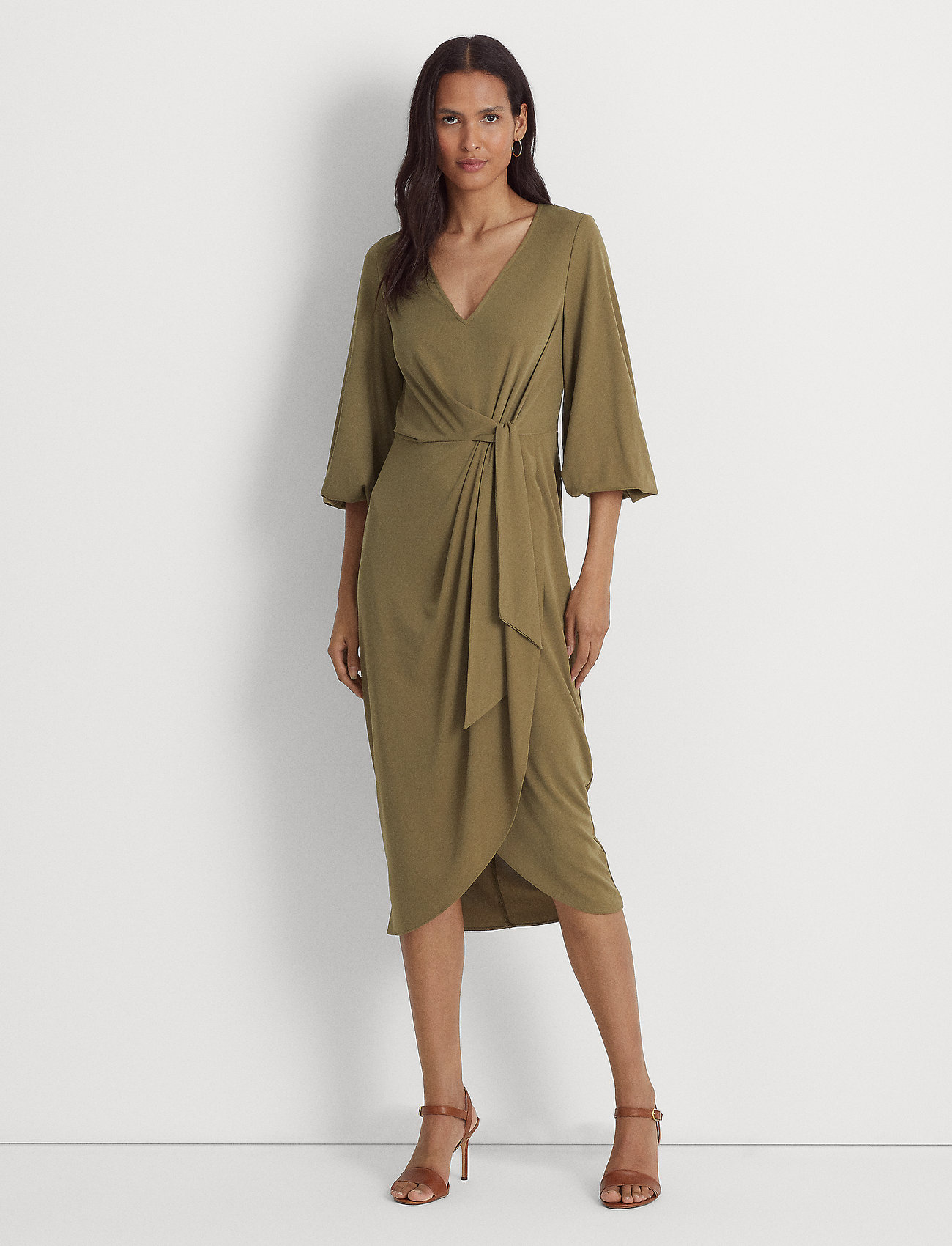 Lauren Ralph Lauren Stretch Jersey Tie-front Midi Dress - Midi