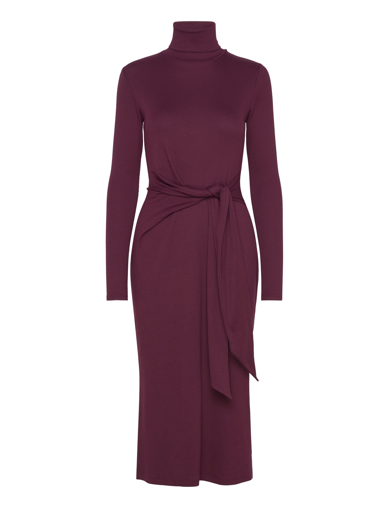 Lauren Ralph Lauren Tie-Front Turtleneck Dress Burgundy