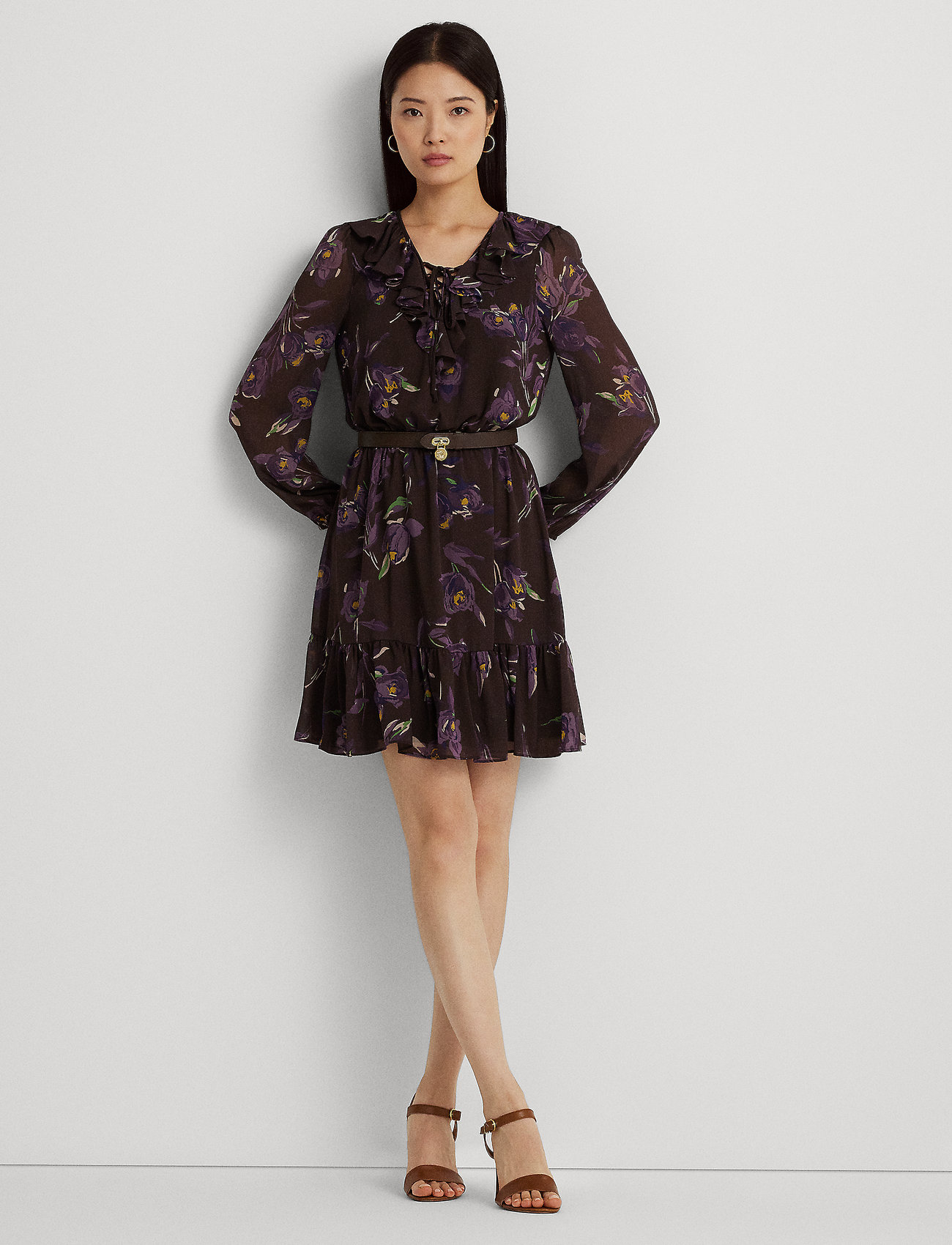 Lauren ralph lauren discount ruffled georgette dress