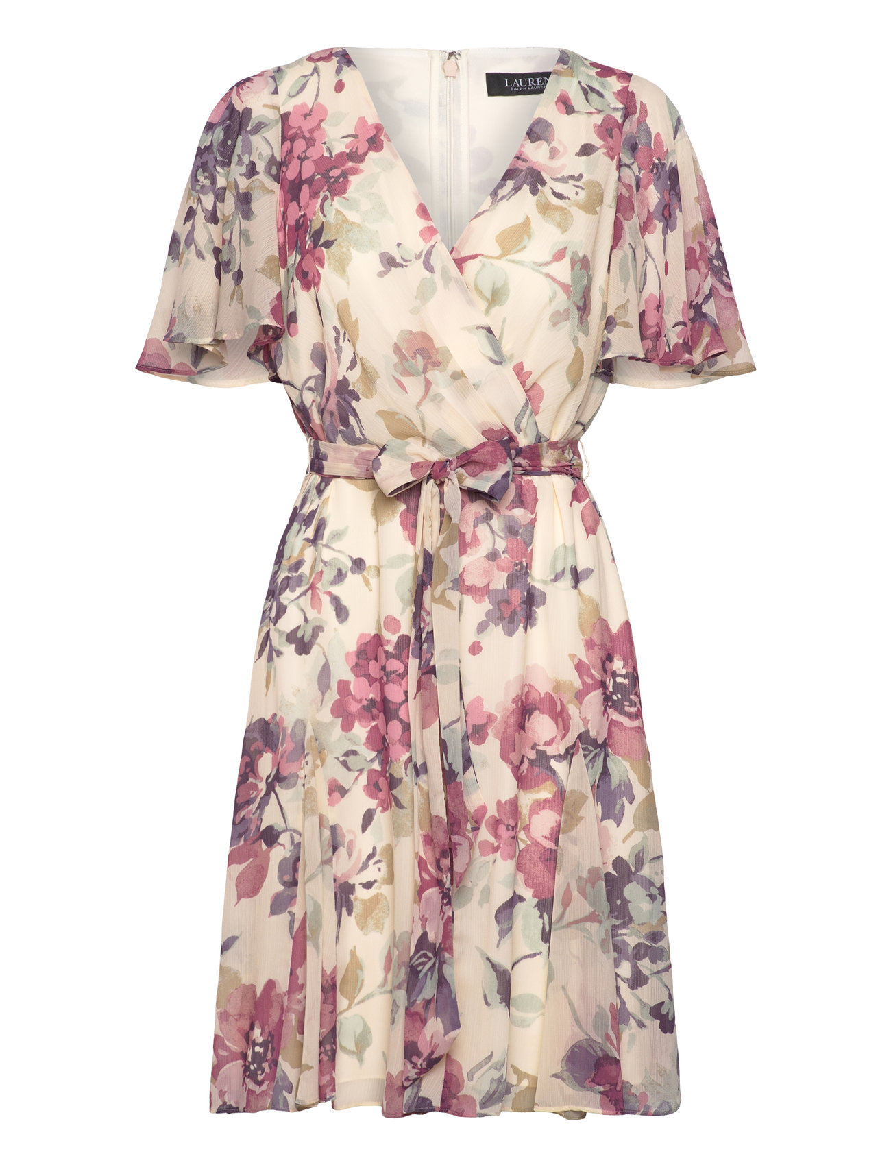 Lauren Ralph Lauren Floral Crinkle Georgette Surplice Dress (Cream ...