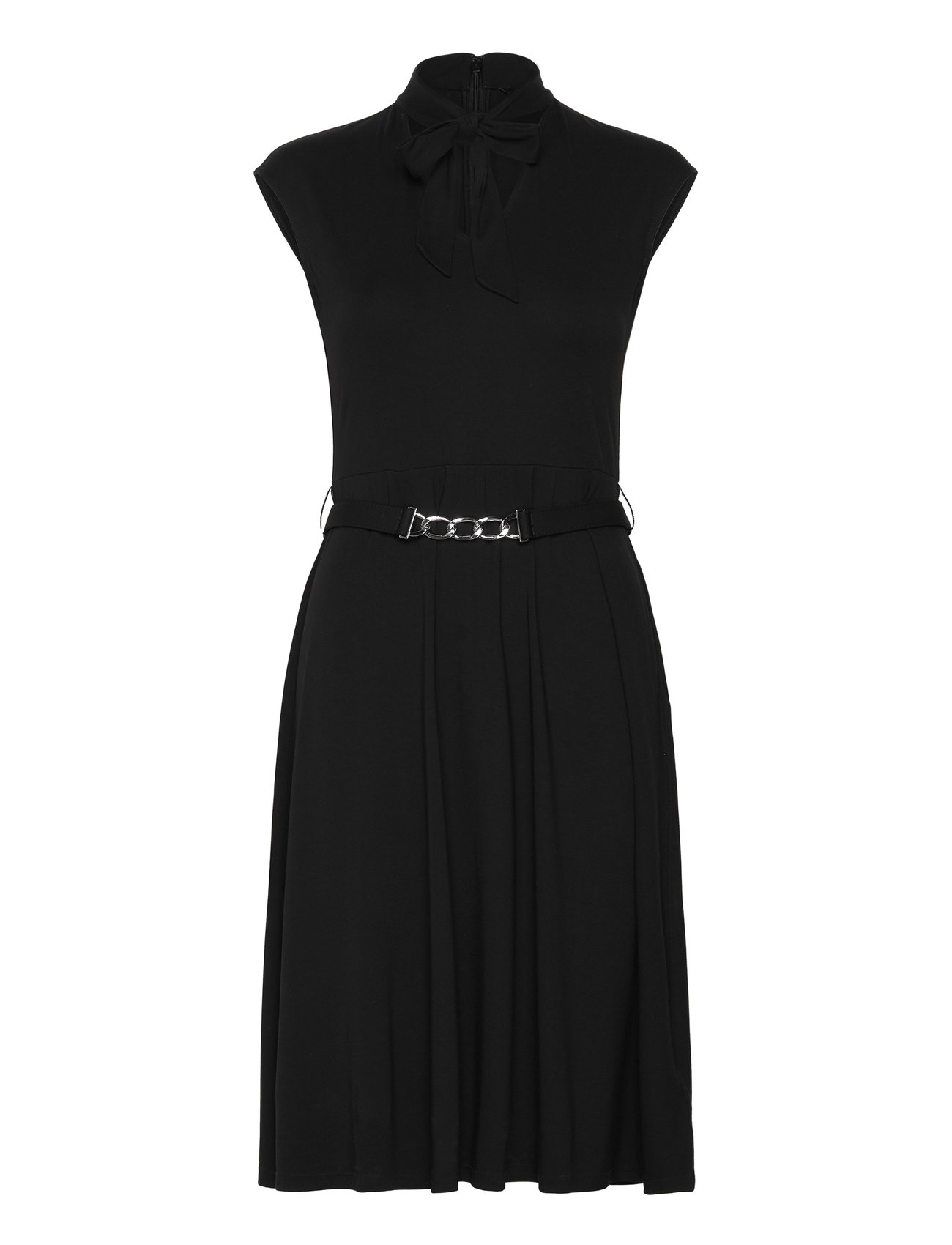 Belted Interlock Tie-Neck Dress Black Lauren Ralph Lauren