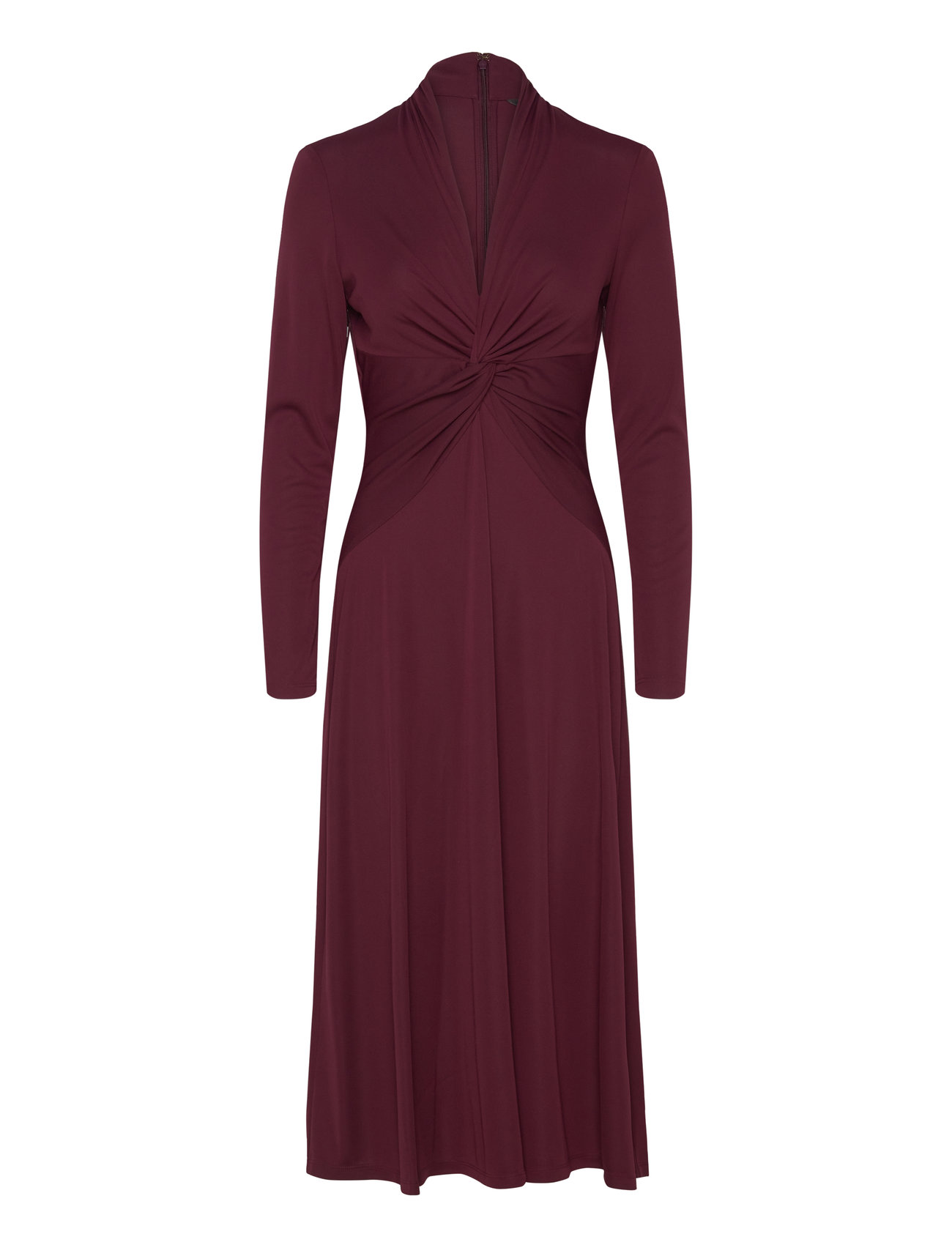 Lauren Ralph Lauren Twist-Front Stretch Jersey Dress Burgundy