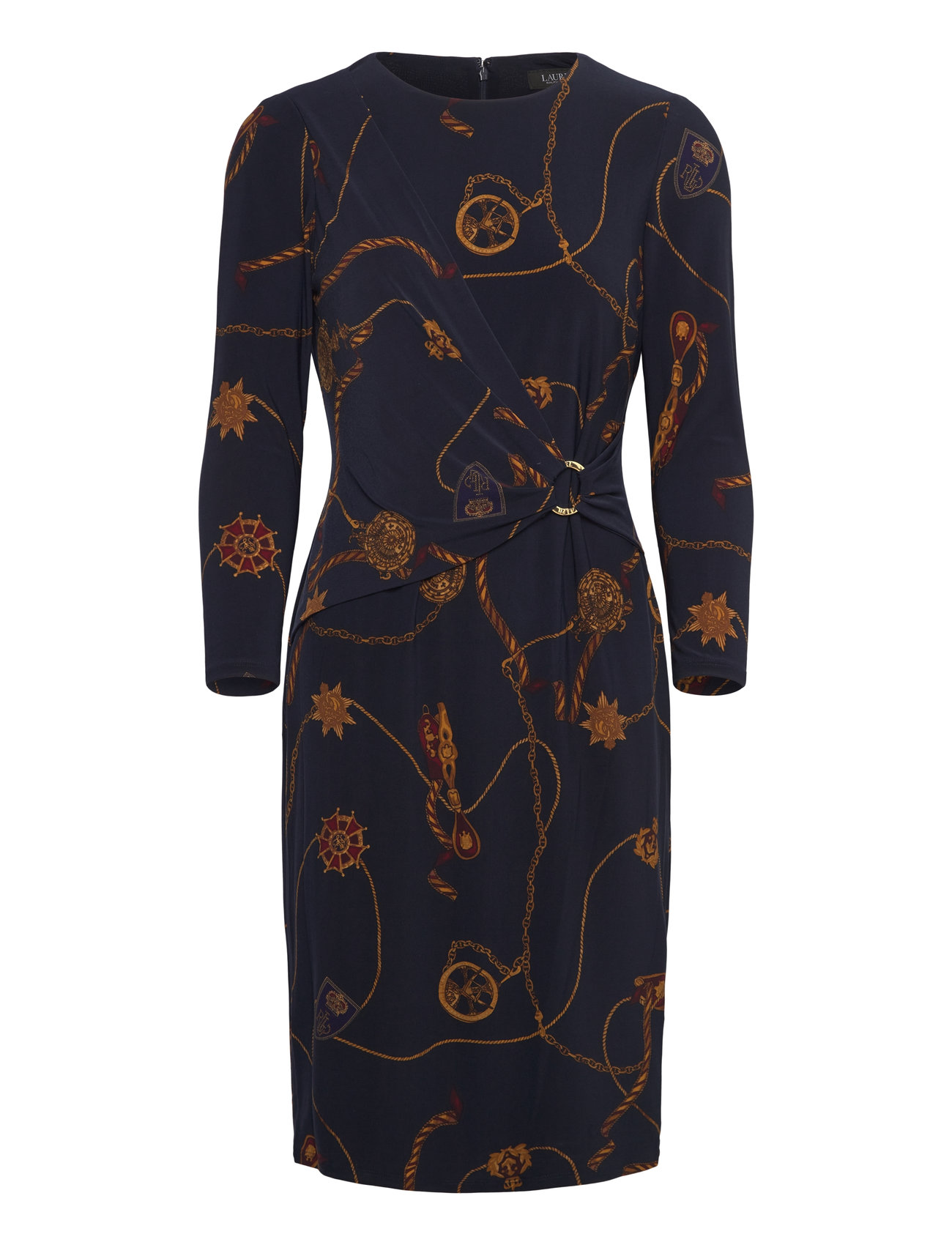 Print Jersey Three-Quarter-Sleeve Dress Kort Kjole Multi/patterned Lauren Ralph Lauren