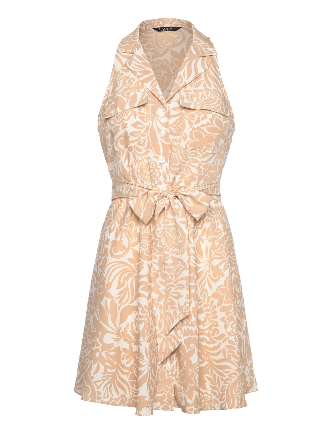 Floral Crepe Sleeveless Shirtdress Dresses Summer Dresses Beige Lauren Ralph Lauren
