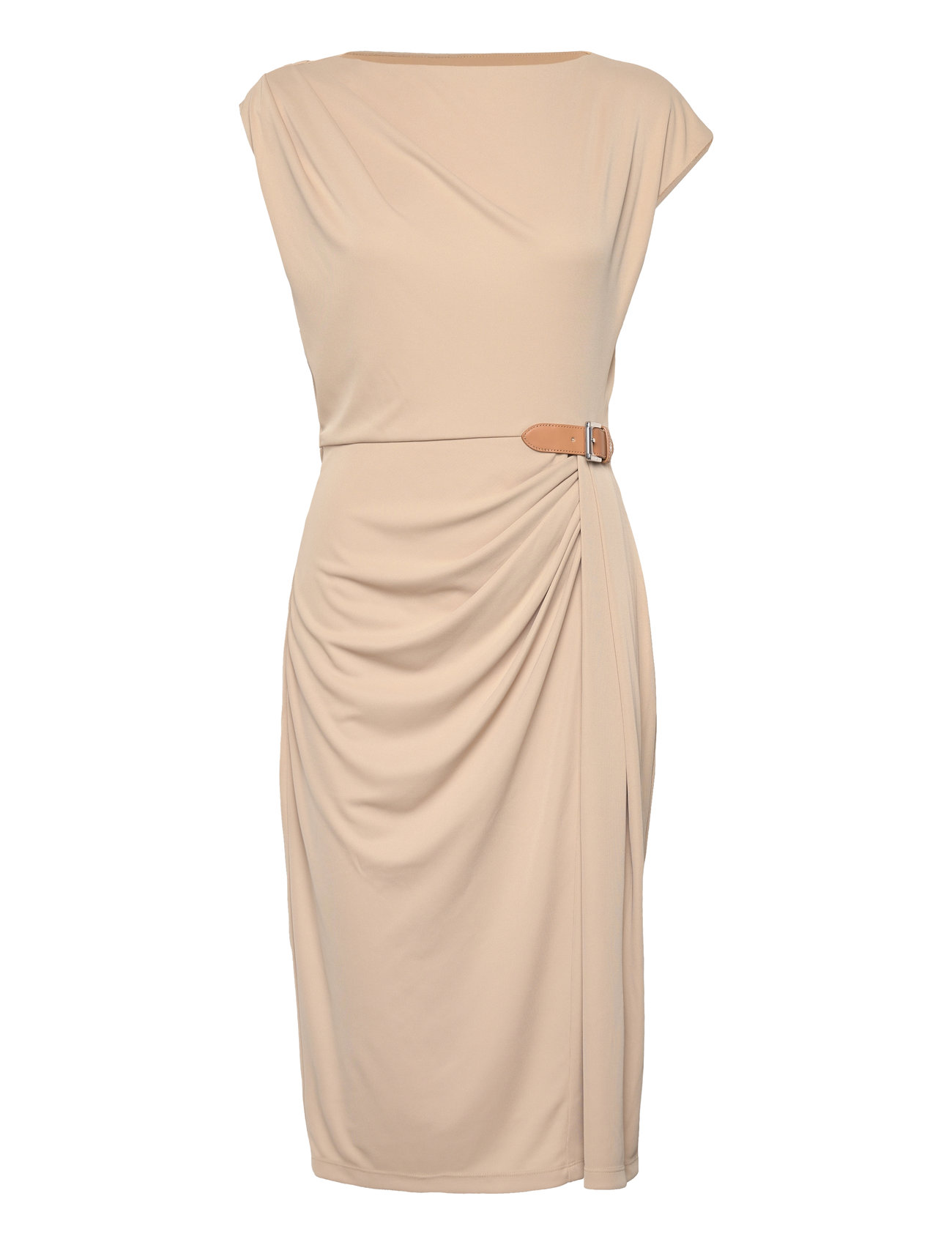 Buckle-Trim Jersey Boatneck Dress Dresses Evening Dresses Beige Lauren Ralph Lauren