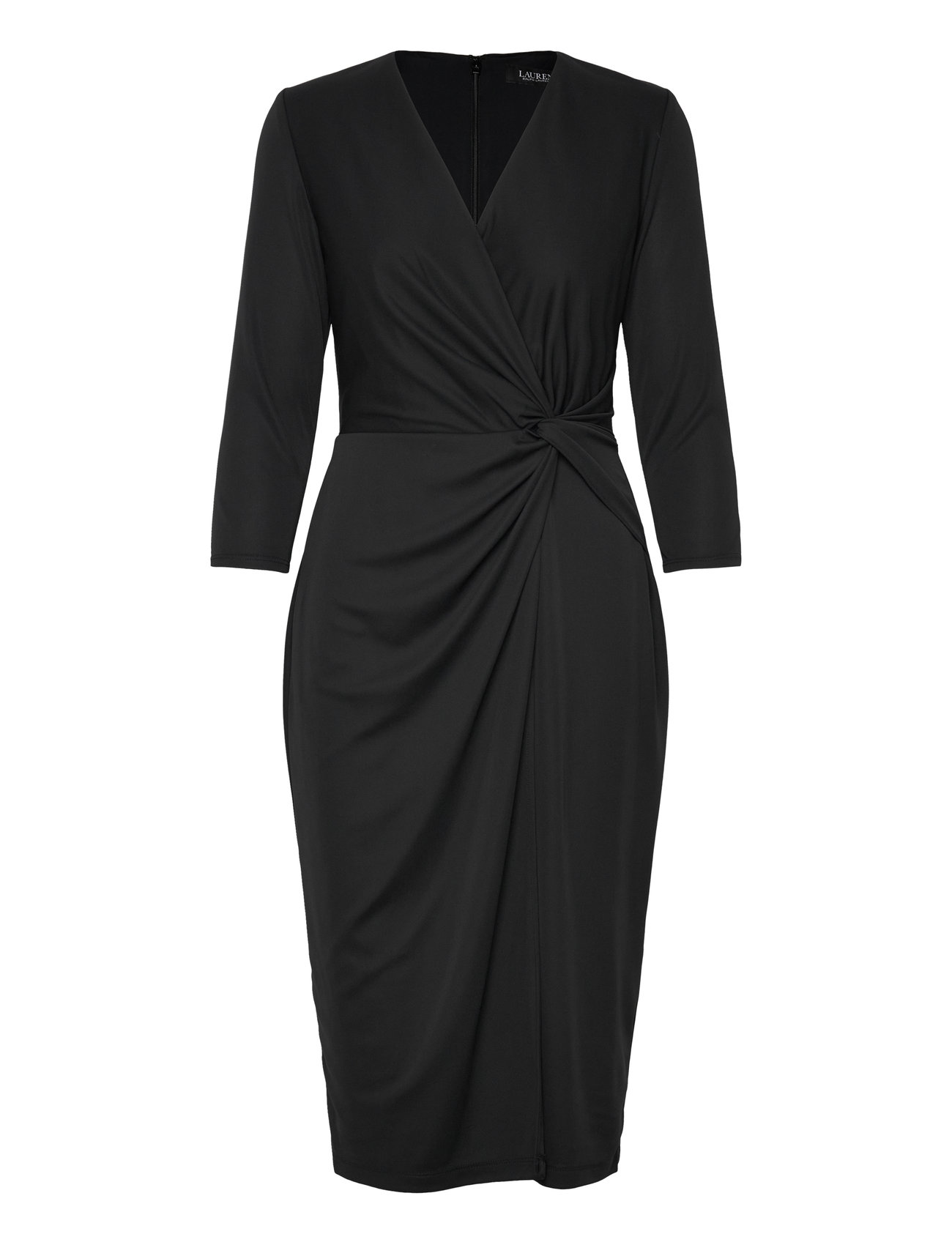Twist-Front Jersey Surplice Dress Dresses Cocktail Dresses Black Lauren Ralph Lauren