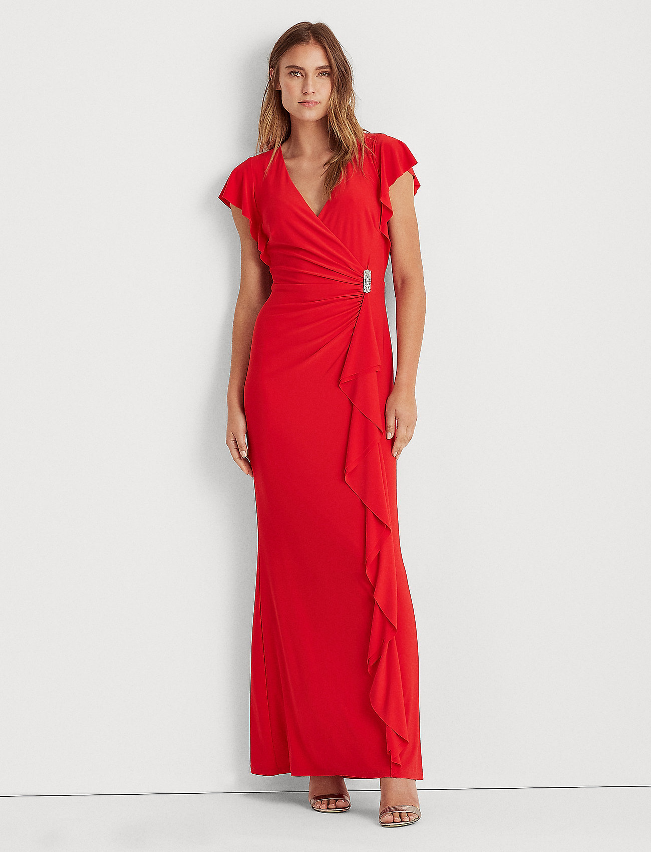 ralph lauren flutter sleeve gown