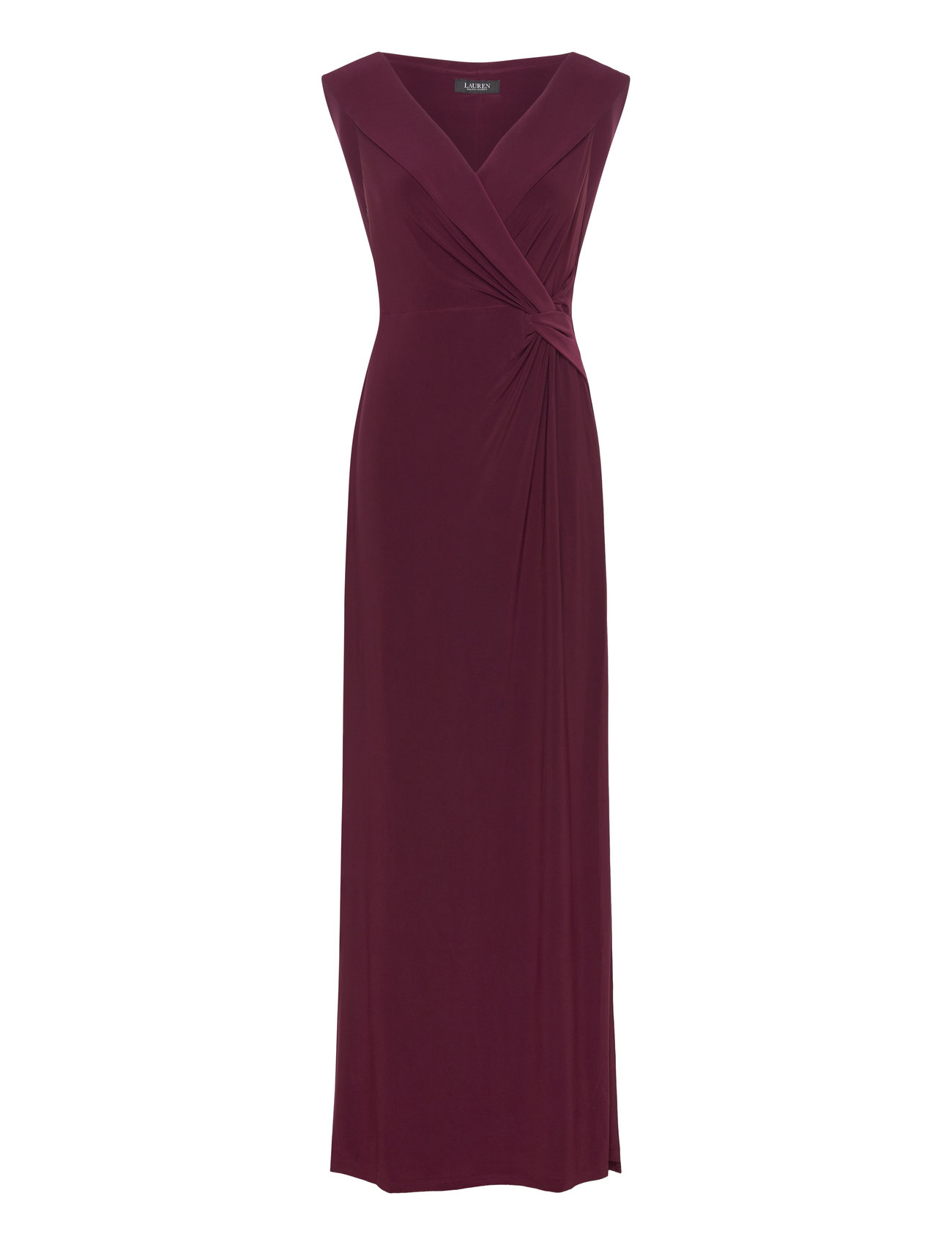 Lauren Ralph Lauren Jersey Off-The-Shoulder Gown Burgundy