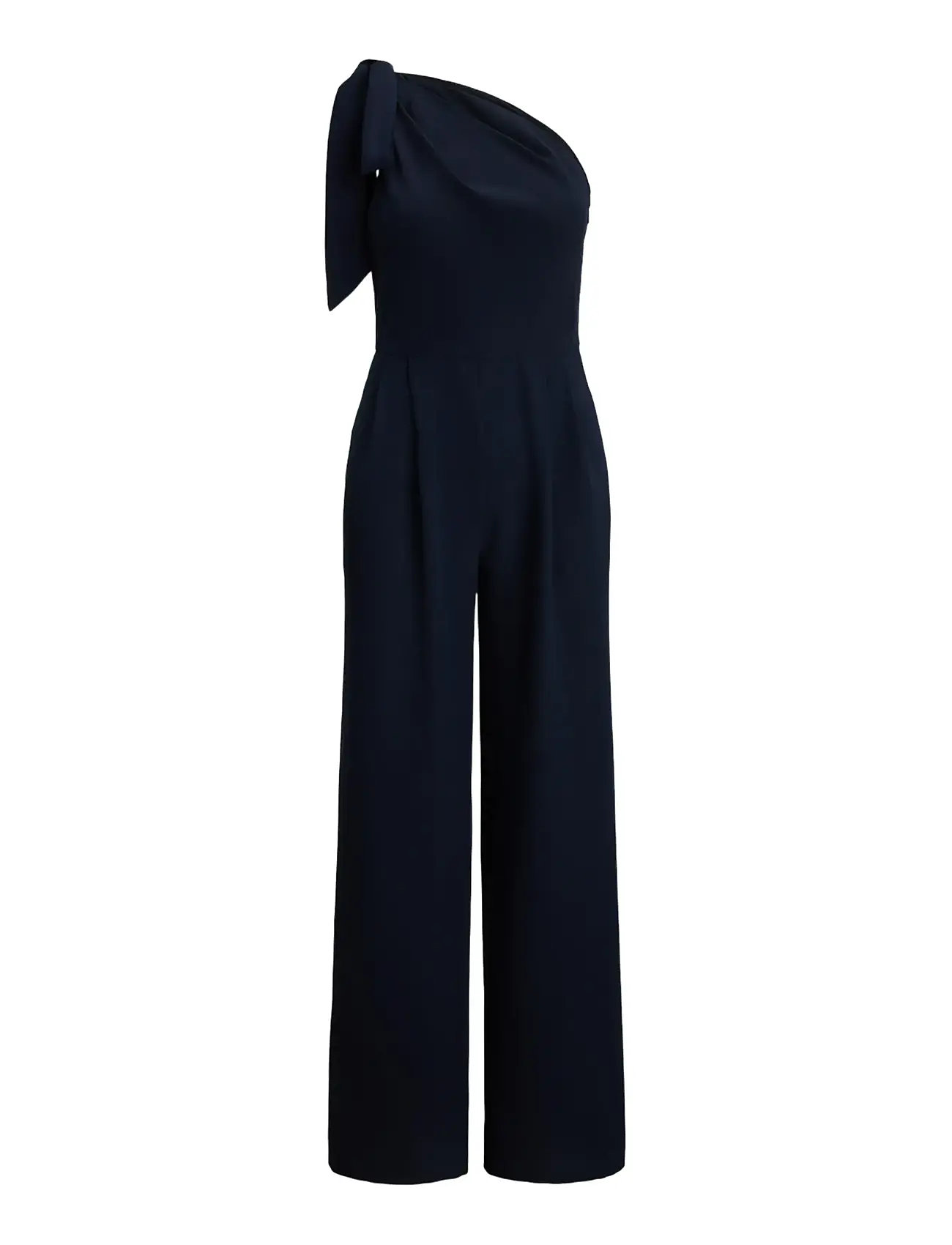 LAUREN RALPH LAUREN Bow-Trim Crepe One-Schulter Jumpsuit Navy - 40 - Damen