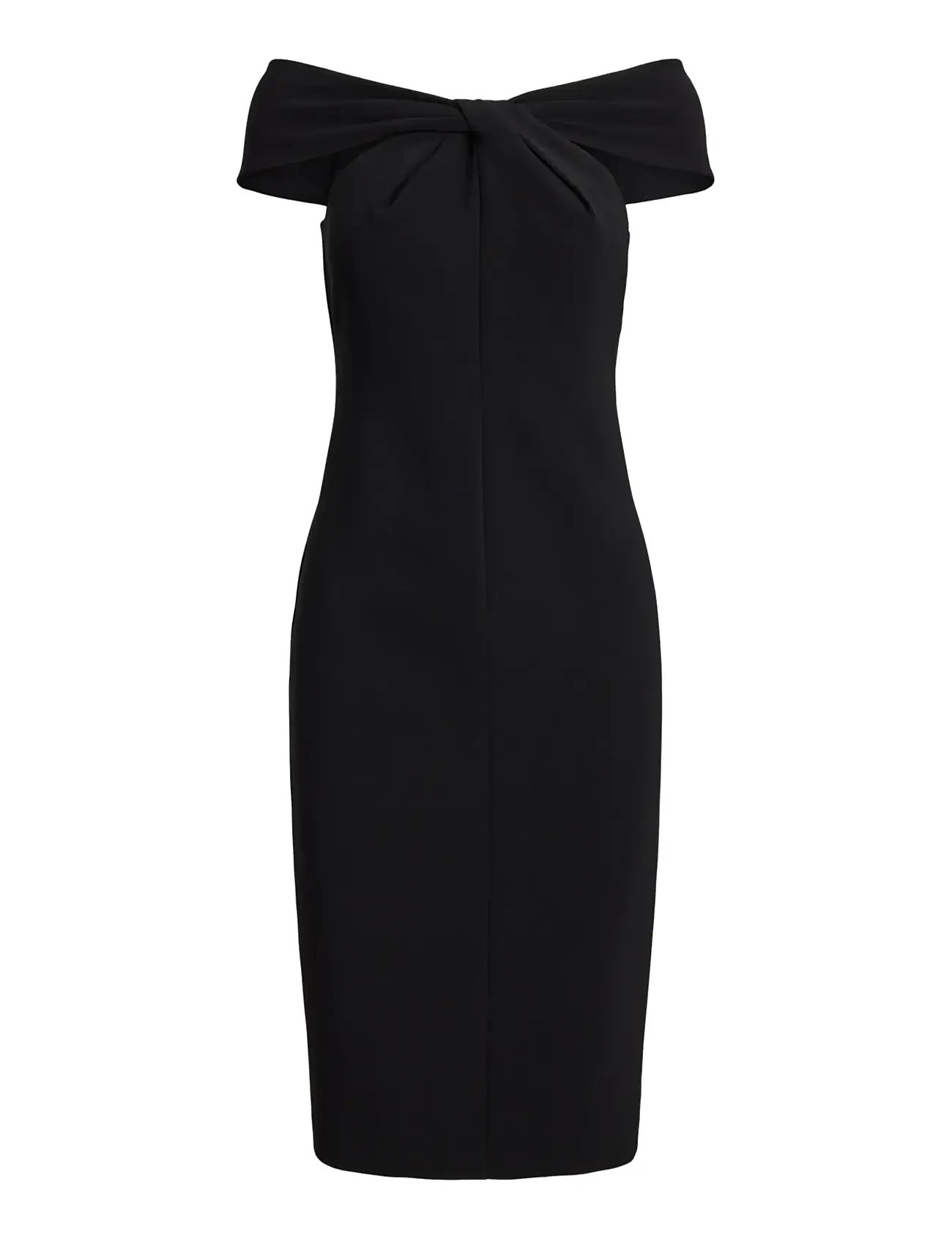 Lauren Ralph Lauren Twist-Front Crepe Cocktail Dress, 42, Black, Kjoler > Knælange Og Midi, Dame