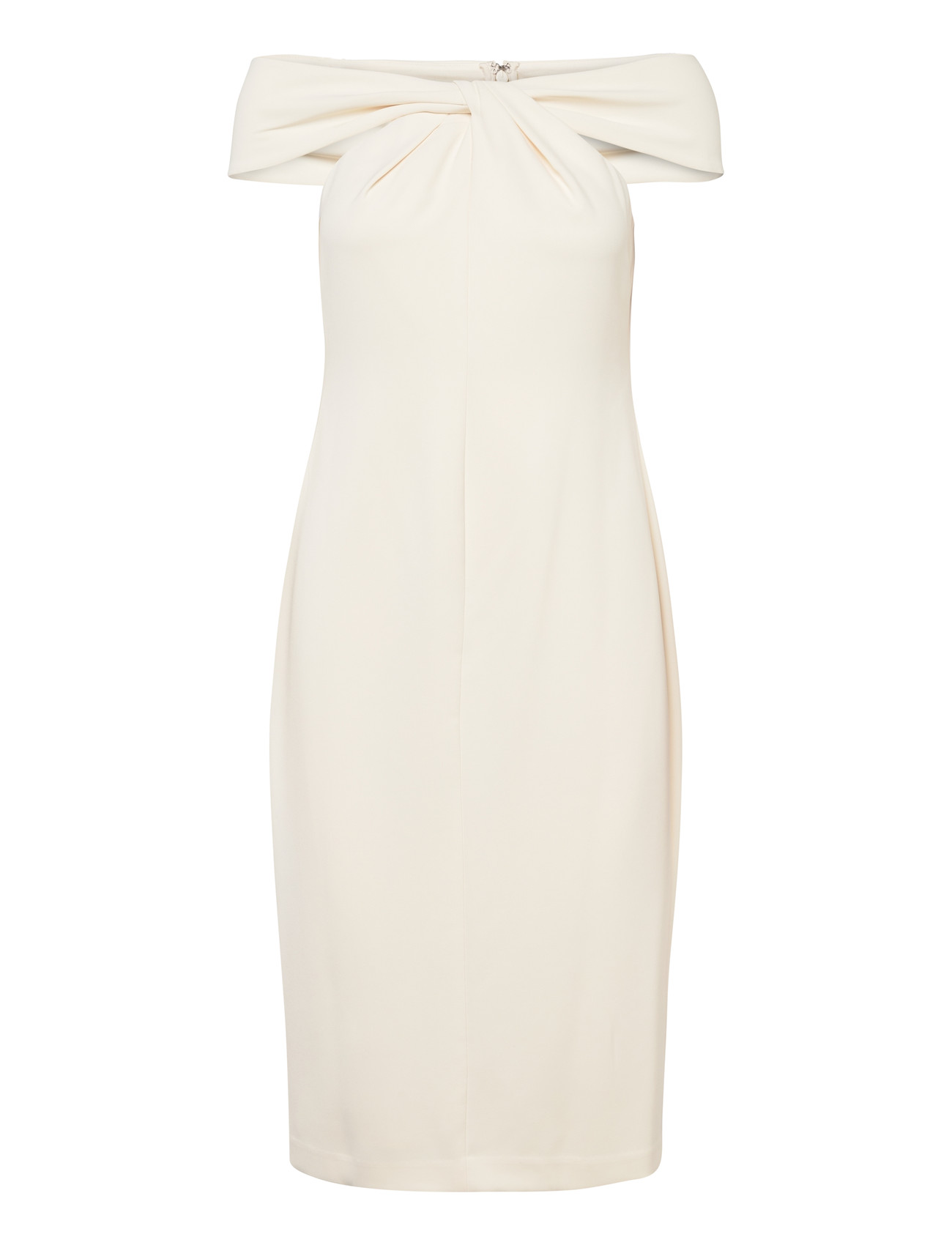 Lauren Ralph Lauren Twist-Front Crepe Cocktail Dress, 34, Cream, Kjoler > Knælange Og Midi, Dame