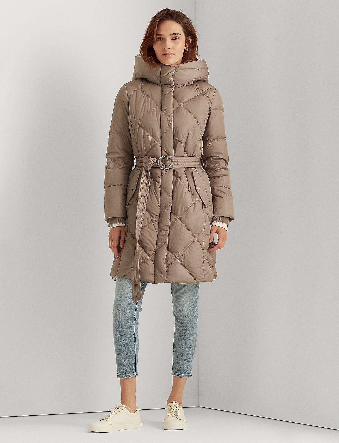 lauren belted down coat