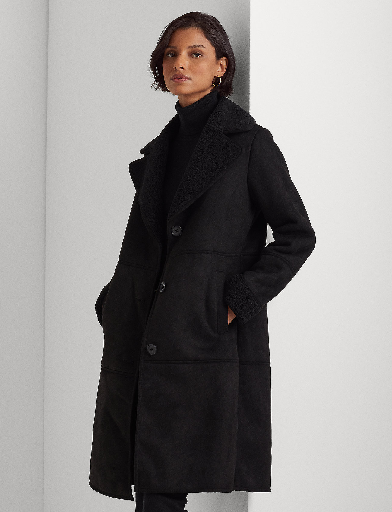 Optage lur rør Lauren Ralph Lauren Faux-shearling Coat (Black/Sort) - 2999 kr | Boozt.com
