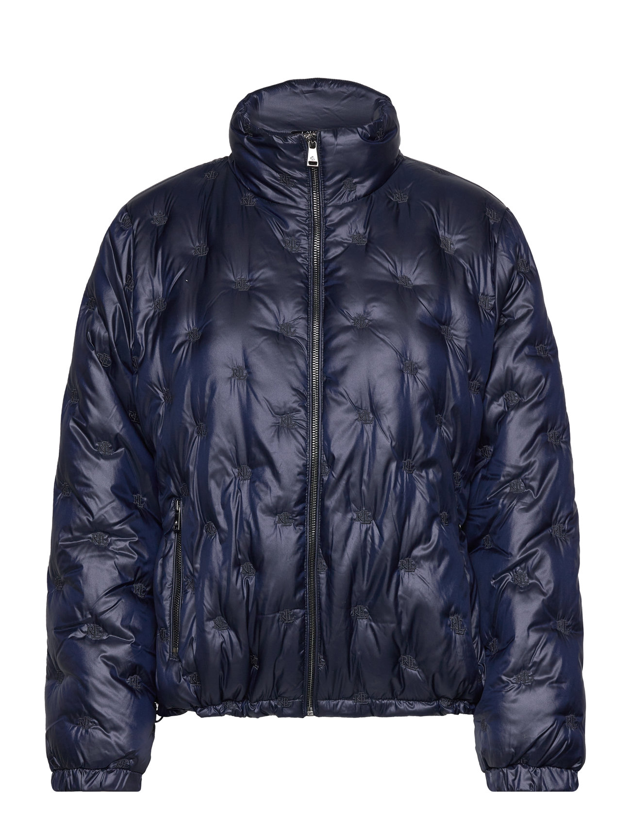 Logo Quilted Funnelneck Down Coat Fôret Jakke Navy Lauren Ralph Lauren