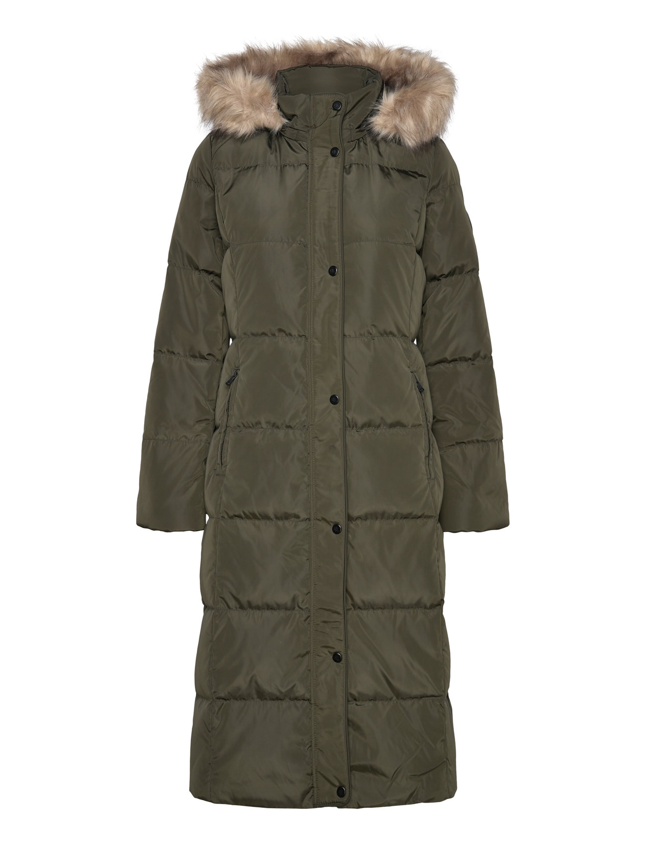 Lauren Ralph Lauren Faux-Fur-Trim Hooded Down Coat Grön