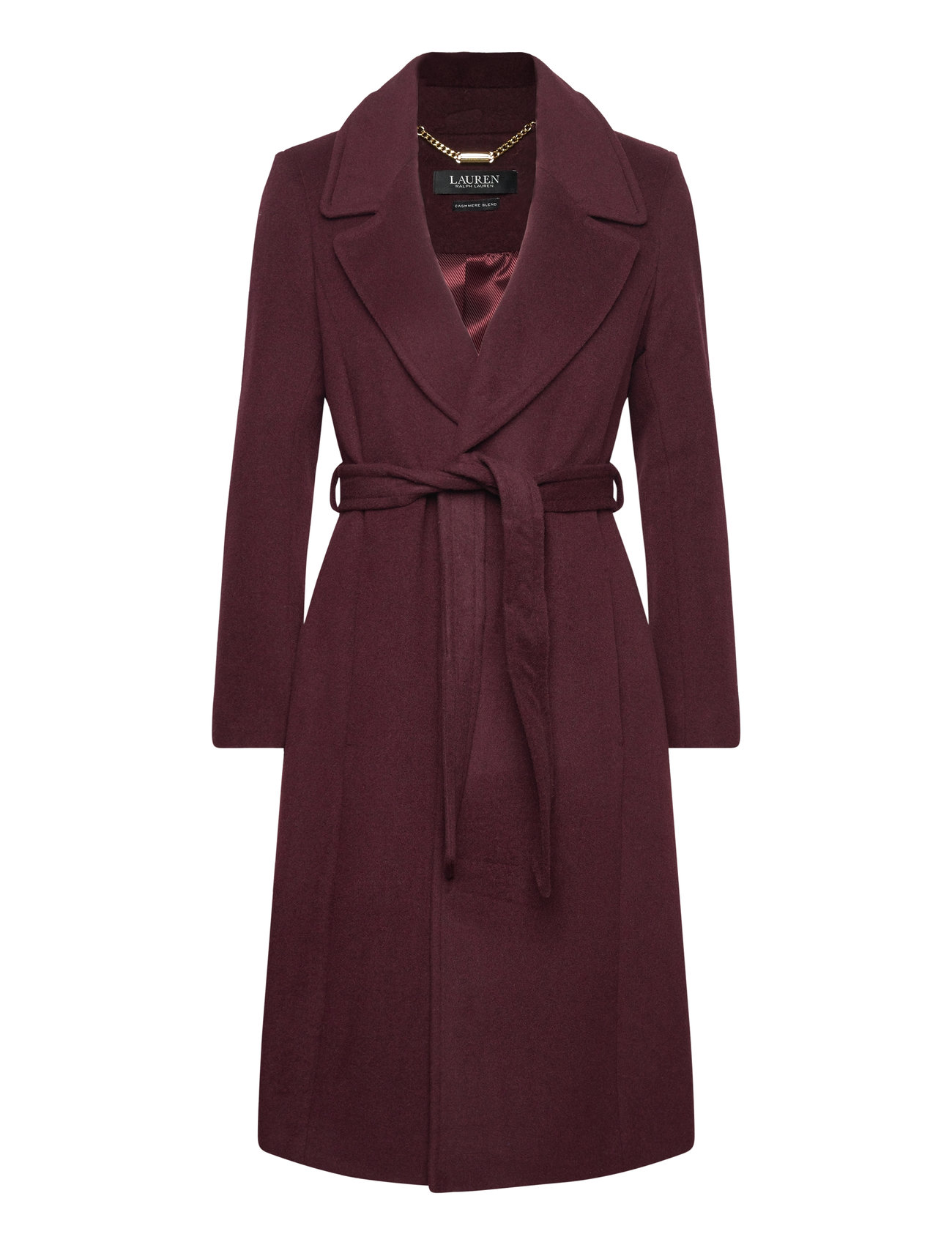 Lauren Ralph Lauren Belted Wool-Blend Wrap Coat Burgundy