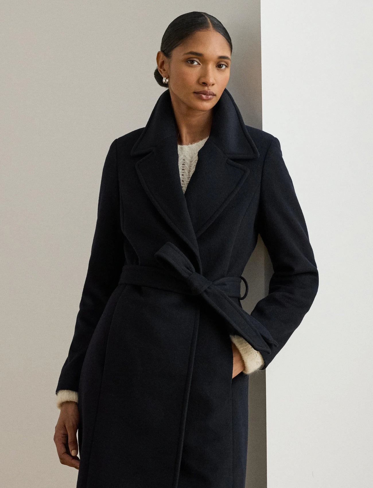 Lauren Ralph Lauren Belted Wool Blend Wrap Coat