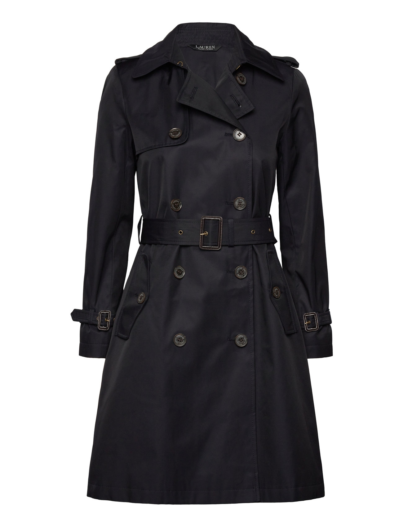 Lauren Ralph Lauren Double-Breasted Cotton-Blend Trench Coat Marinblå