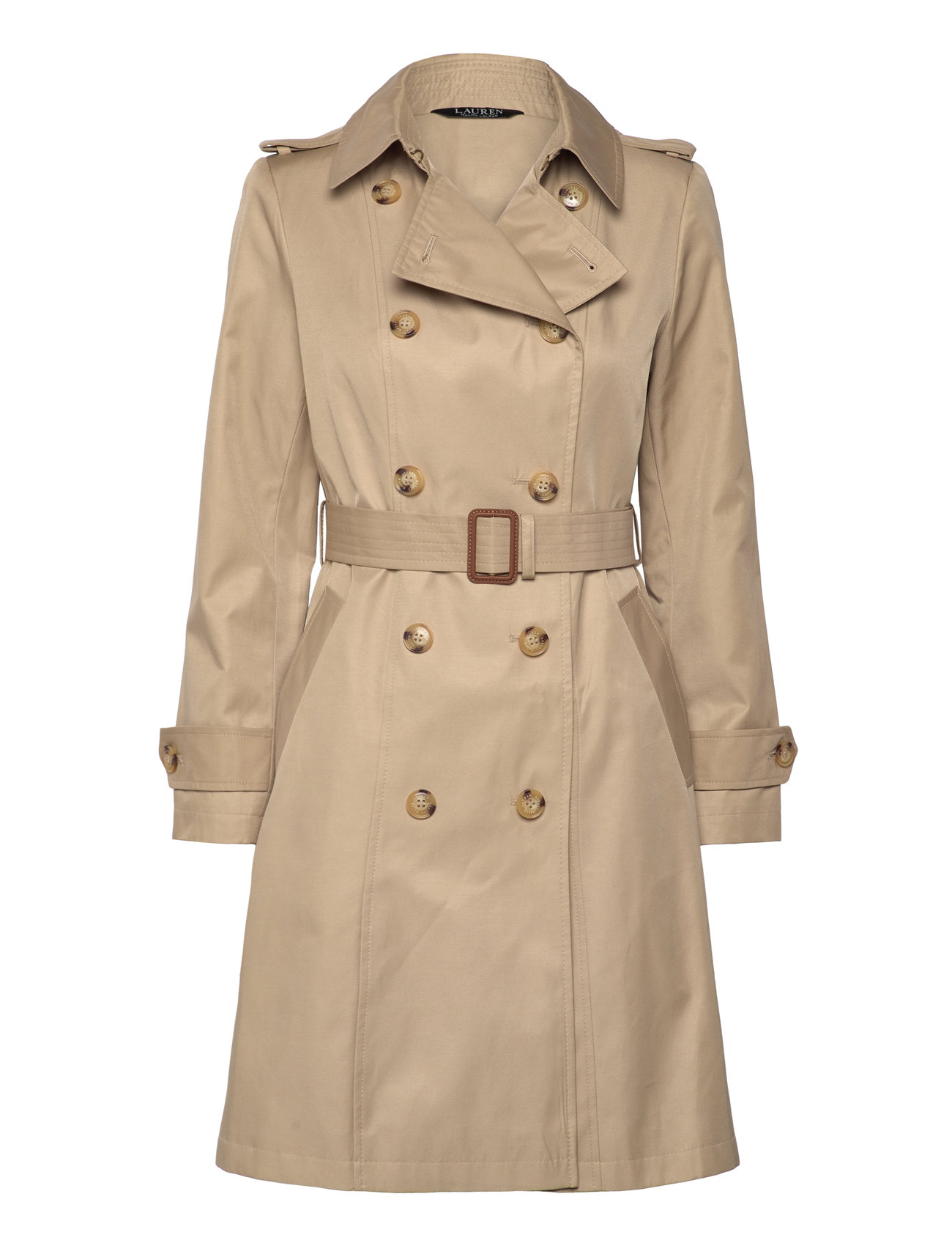 Lauren Ralph Lauren Double-Breasted Cotton-Blend Trench Coat Beige