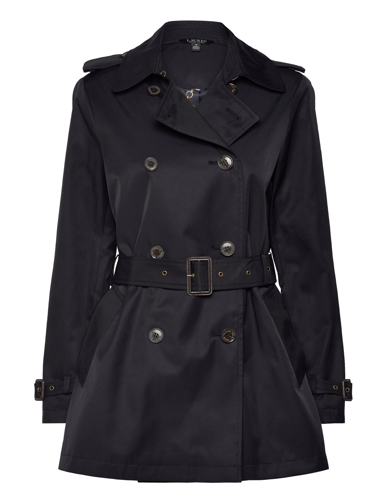 Lauren Ralph Lauren Double-Breasted Cotton-Blend Trench Coat Marinblå