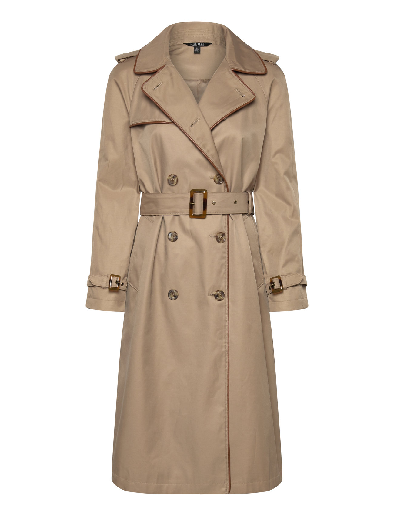 Lauren Ralph Lauren Double-Breasted Cotton-Blend Trench Coat Beige