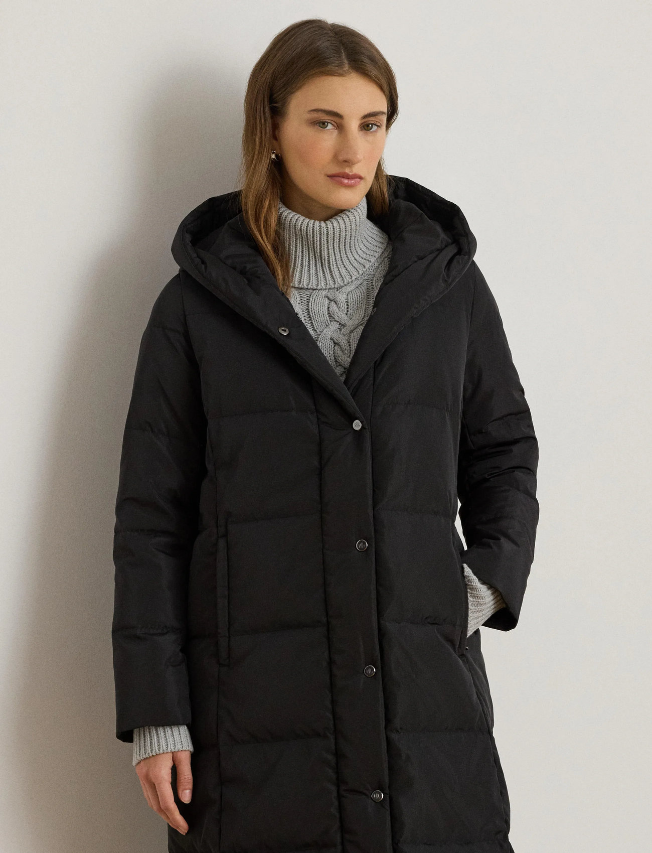 Lauren Ralph Hooded Channel-Quilted Down Puffer Coat, S, Coats, Schwarz - Padded Frauen