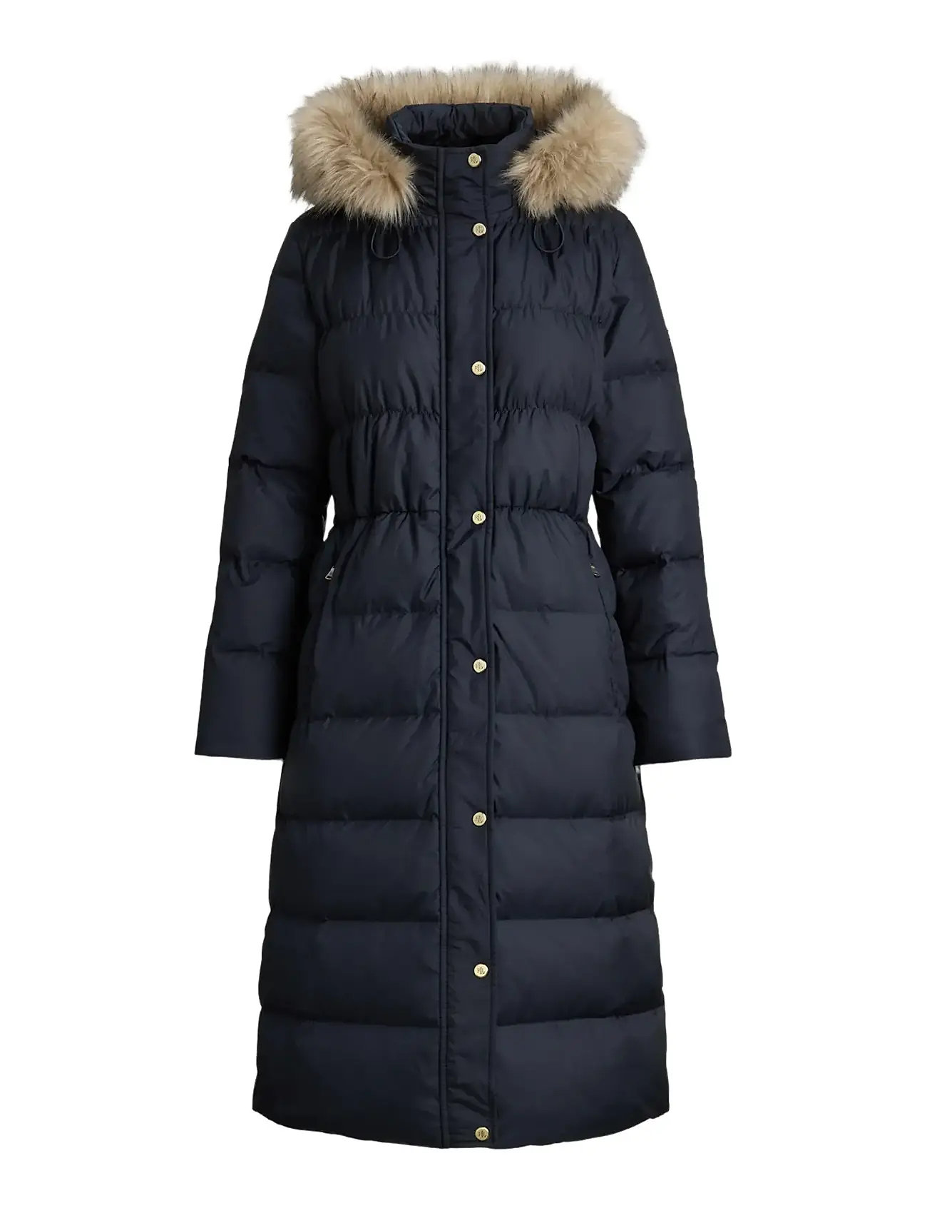 LAUREN RALPH LAUREN Faux-Pelz-Trim Hooded Down Mantel Navy - S - Damen