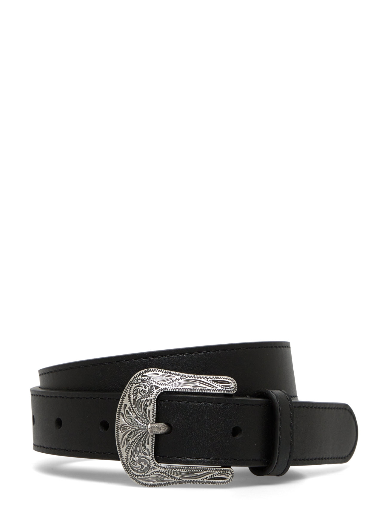 LAUREN RALPH LAUREN Tooled-Buckle Leder Gürtel Schwarz - L - Damen
