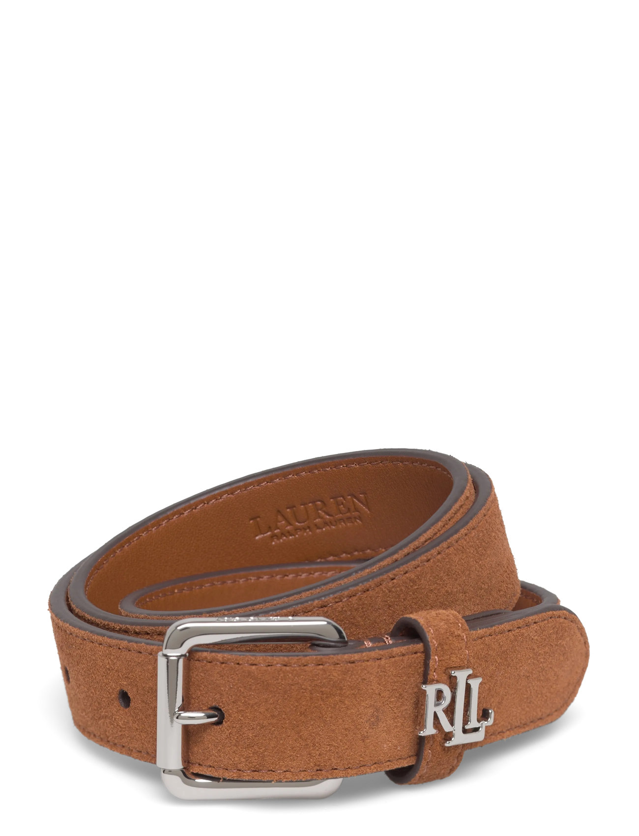 Lauren Ralph Lauren Logo-Keeper Suede Skinny Belt, XS, Brown, Belts > Casual Belt, Dame