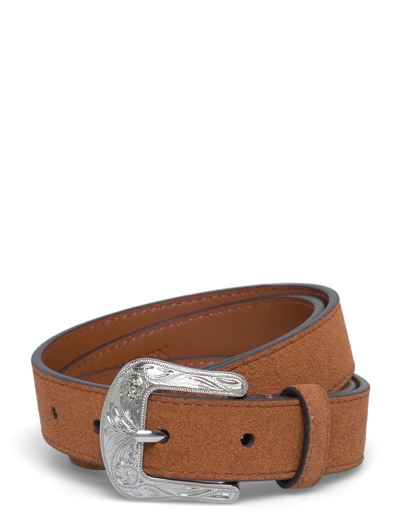 Lauren Ralph Lauren Tooled-Buckle Leather Belt, L, Brown, Belts > Casual Belt, Dame