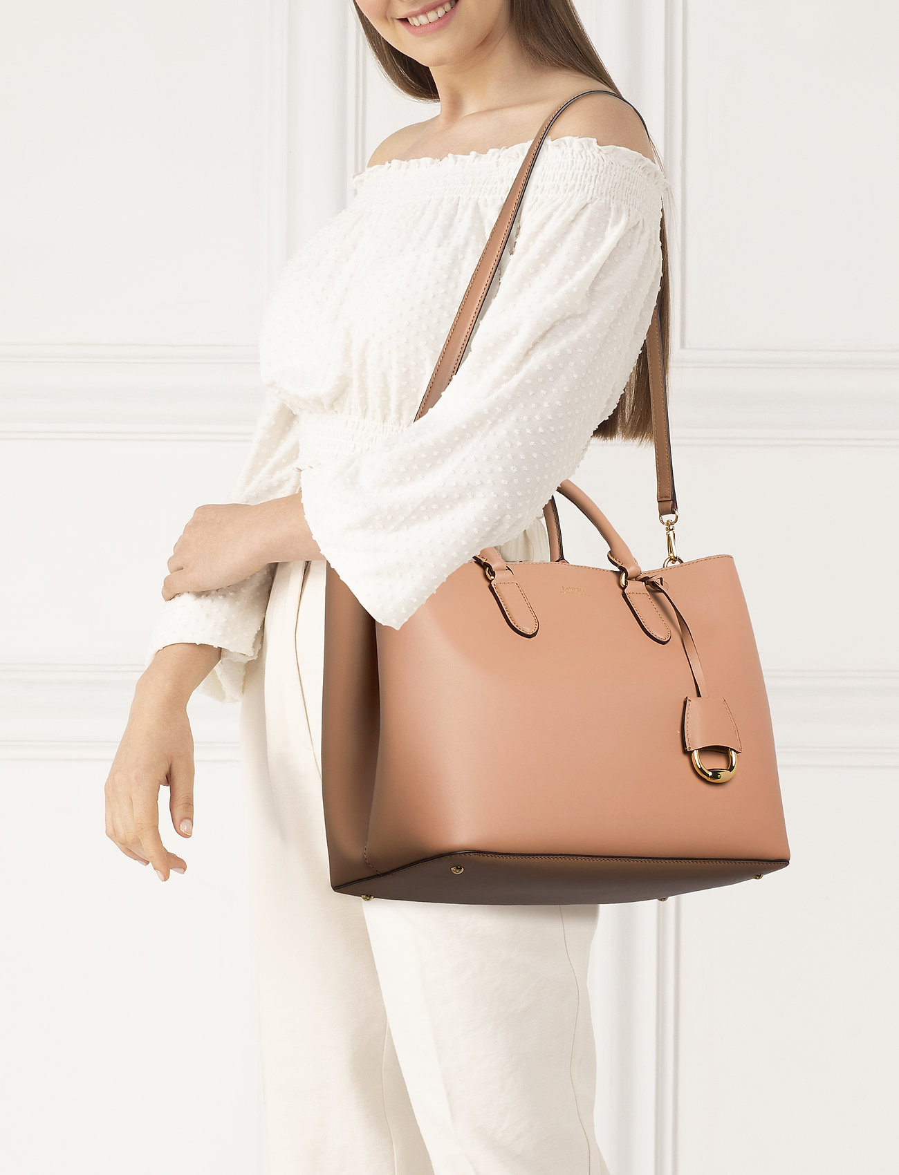Leather Large Marcy Satchel (Nude/nude 