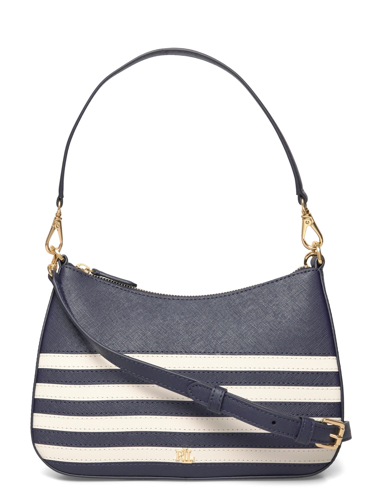 Lauren Ralph Lauren Striped Leather Medium Danni Bag, One Size, Navy, Tasker > Små Skuldertasker-Crossbody-Tasker, Dame