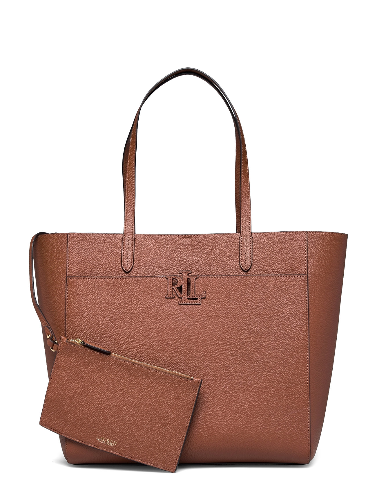 Lauren Ralph Lauren Pebbled Leather Large Cameryn Tote Bag Brun