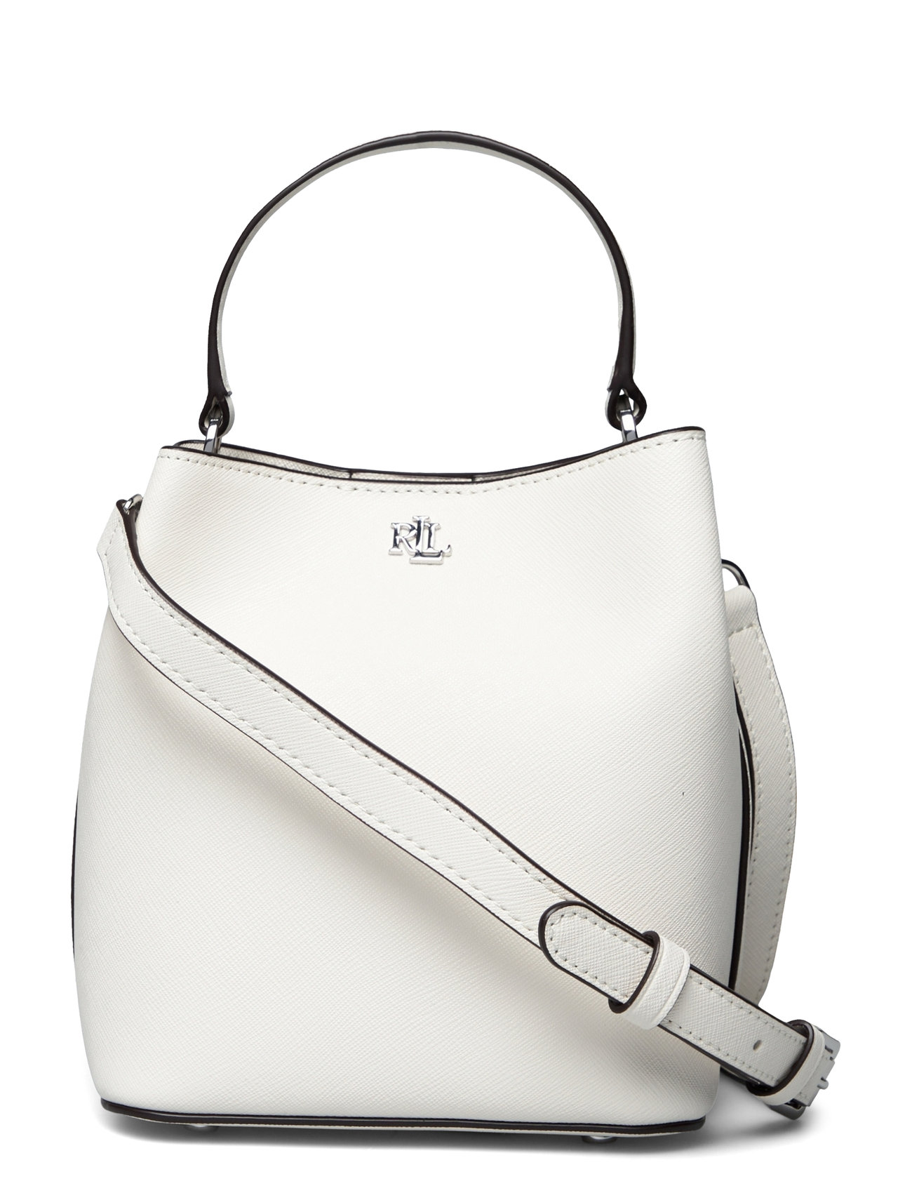 Lauren Ralph Lauren Crosshatch Small Reese Bucket Bag Vit