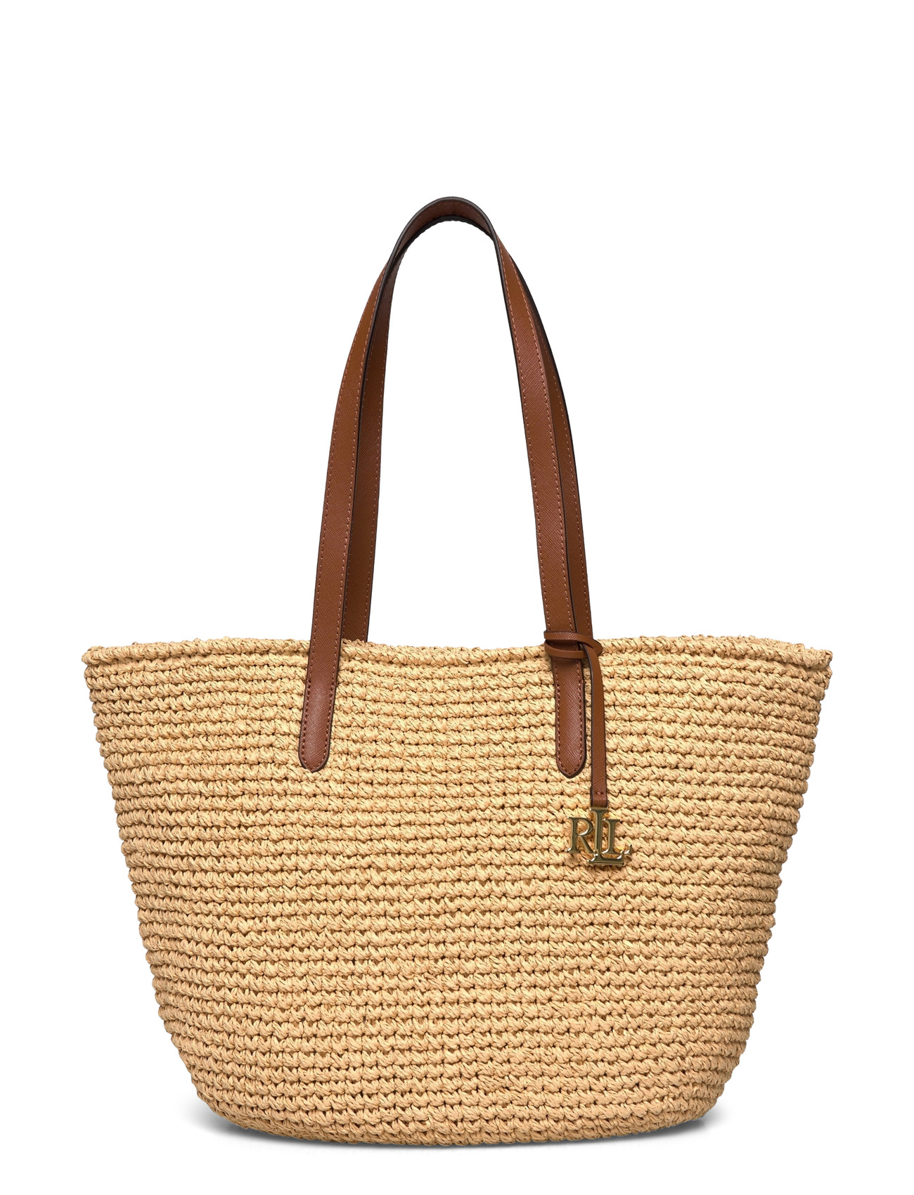 Lauren Ralph Lauren Crocheted Straw Large Lainey Tote Bag, One Size, Brown, Tasker > Totes, Dame