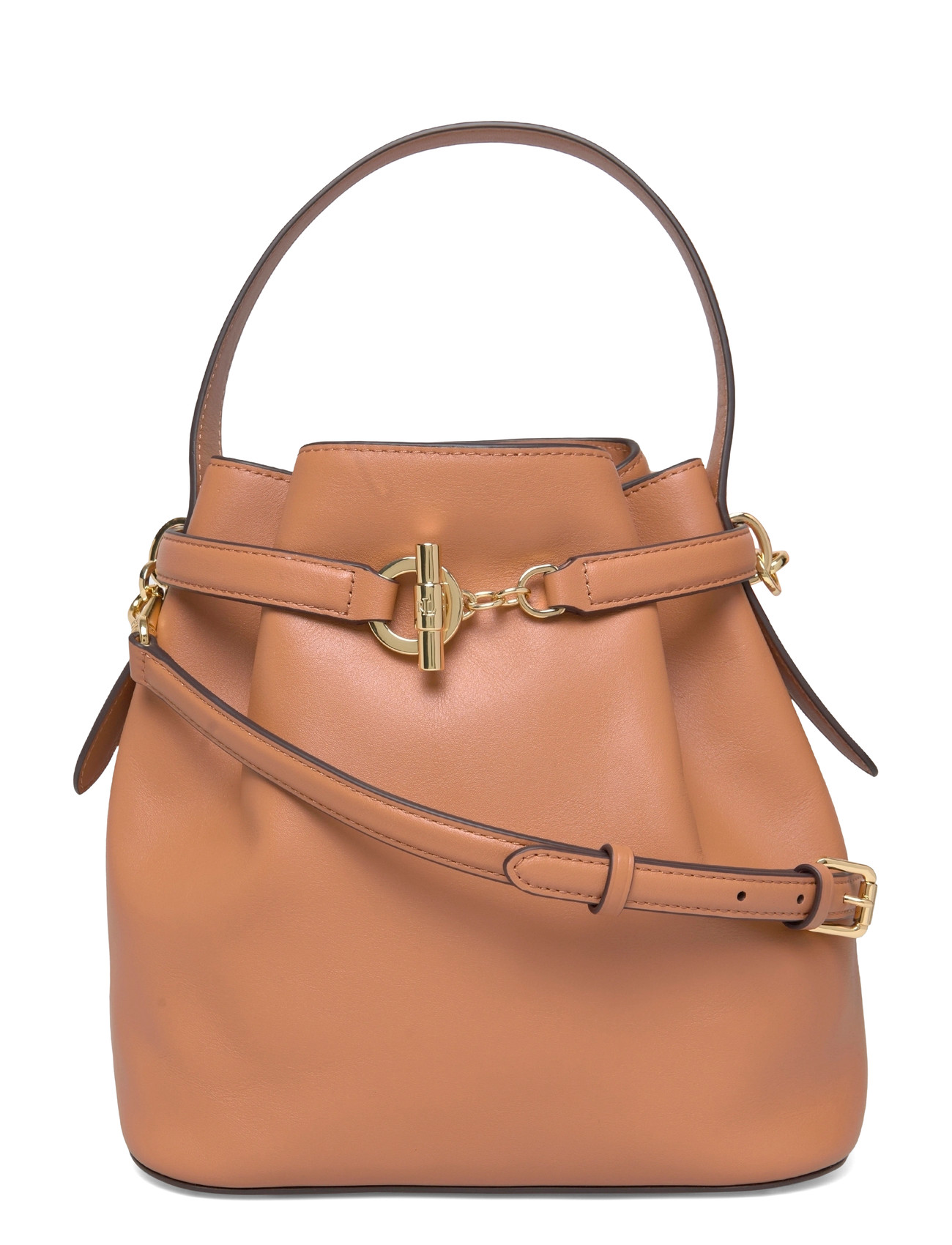 Lauren Ralph Lauren Leather Medium Blaike Bucket Bag, One Size, Beige, Tasker > Spande, Dame