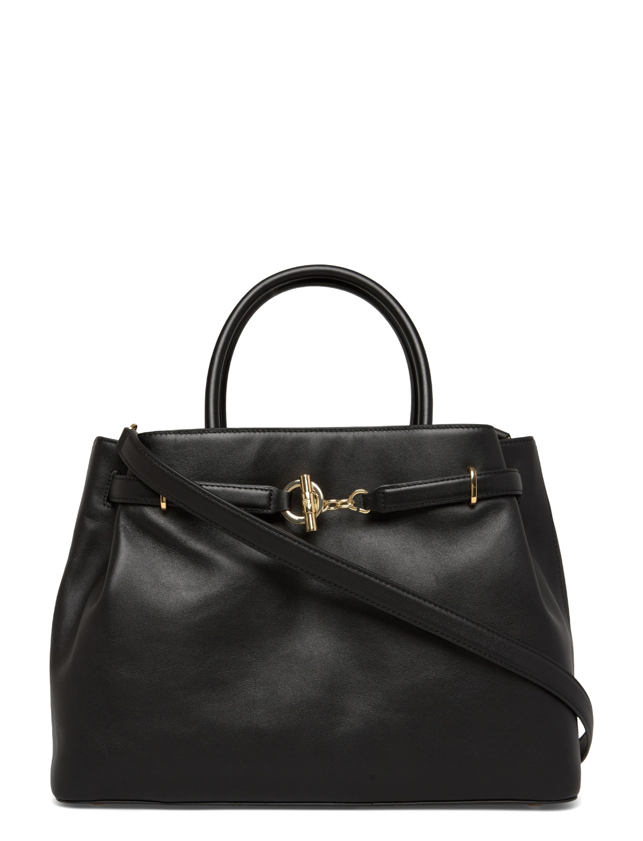 Lauren Ralph Lauren Leather Large Blaike Satchel, One Size, Black, Tasker > Tasker Med Tophåndtag, Dame